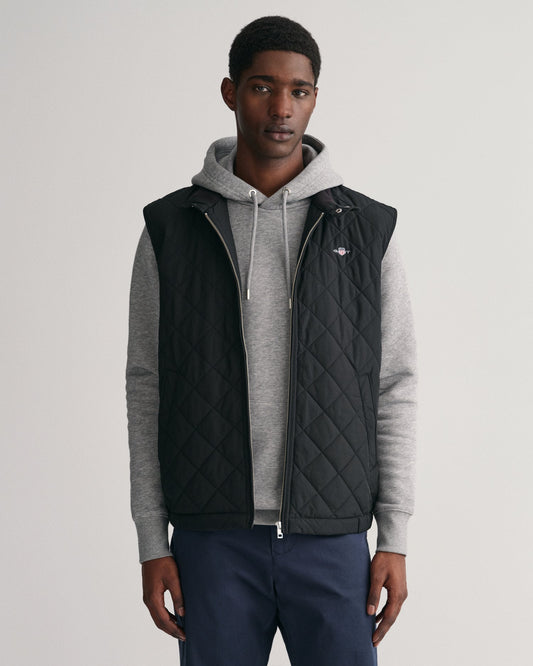 Men's Quilted Windcheater Vest - BLACK