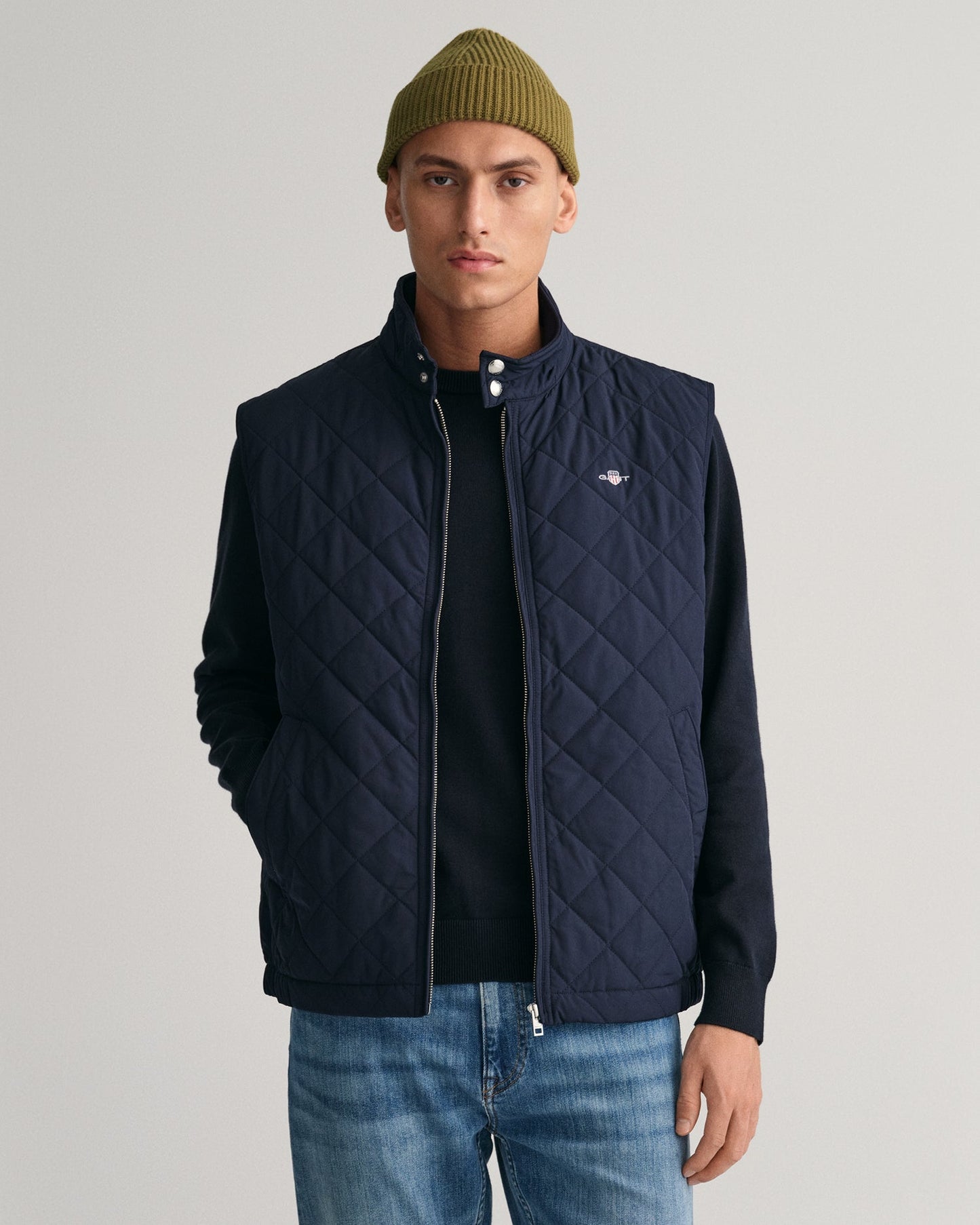 Men's Quilted Windcheater Vest - EVENING BLUE