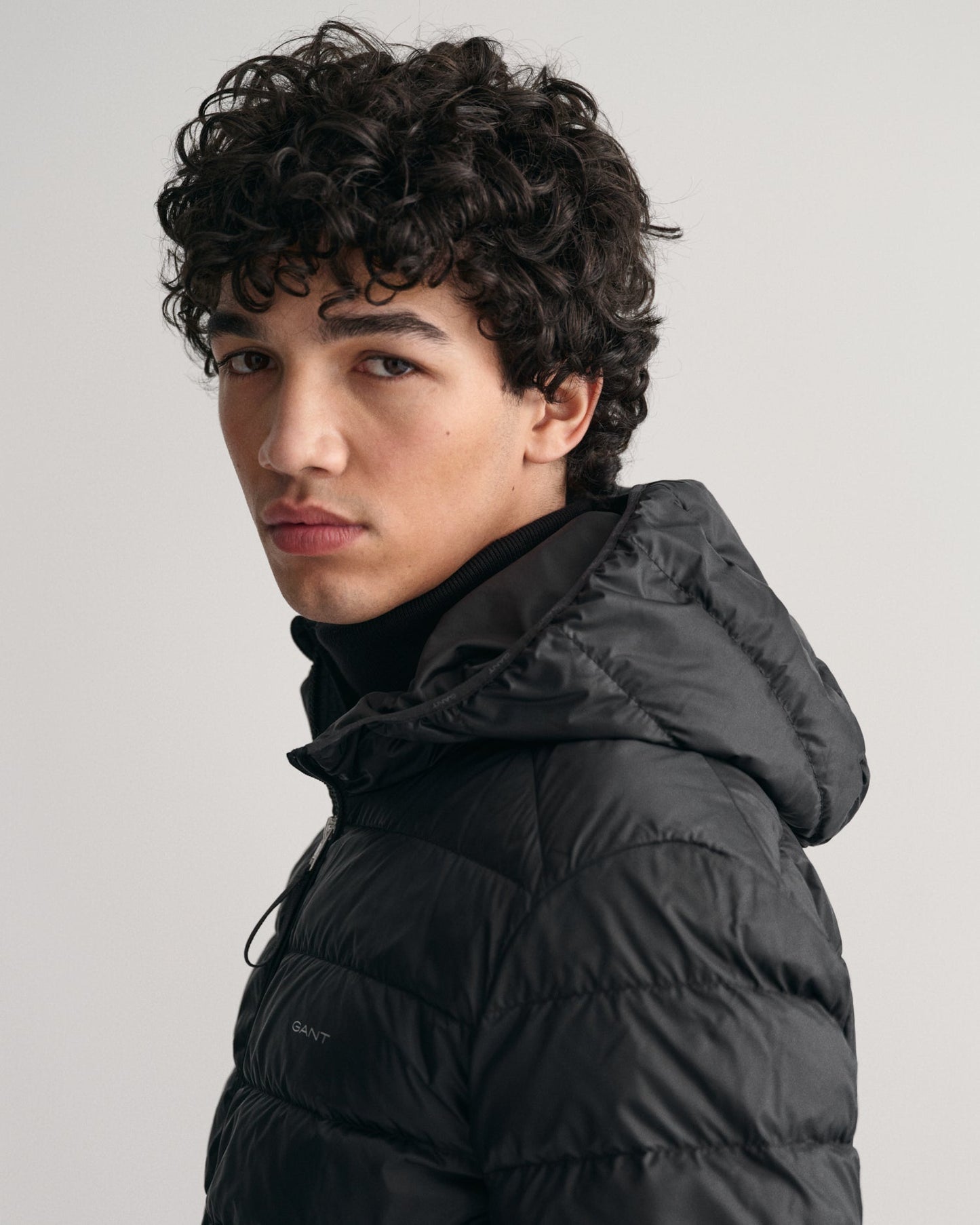 Men's Light Down Hood Jacket - BLACK