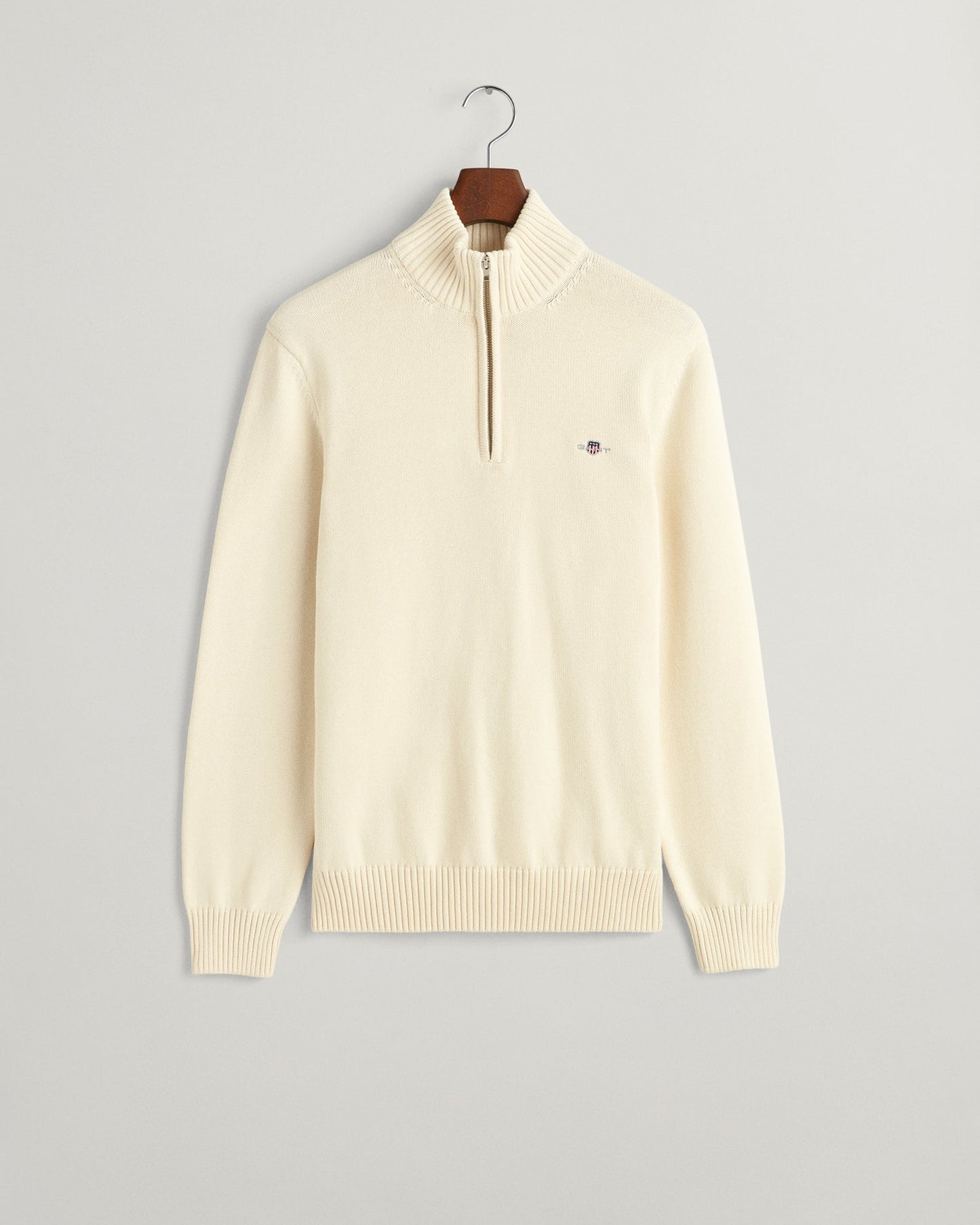 Men's Casual Cotton Half-Zip Sweater - CREAM