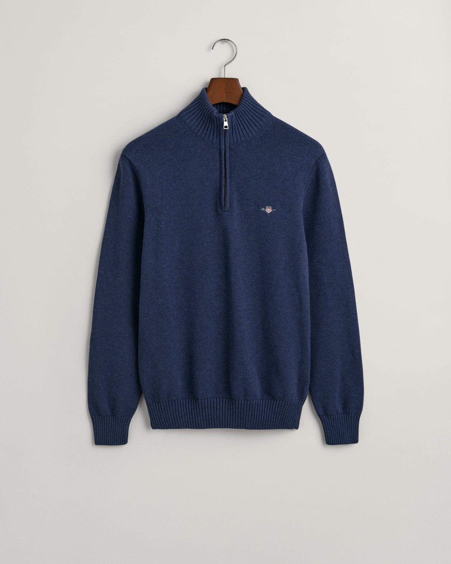 Men's Casual Cotton Half-Zip Sweater - MARINE MELANGE