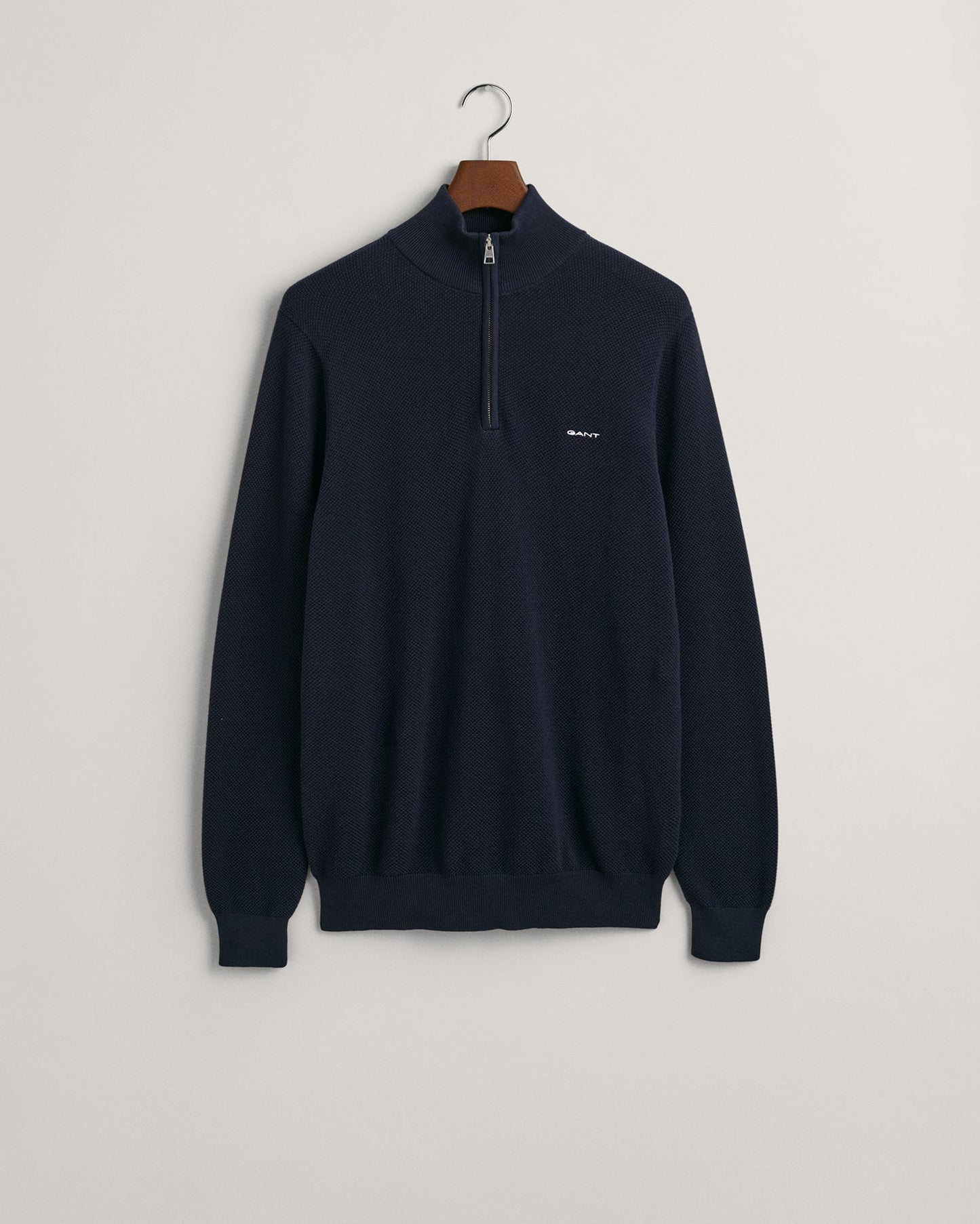 Men's Cotton Piqué Half-Zip Sweater - EVENING BLUE