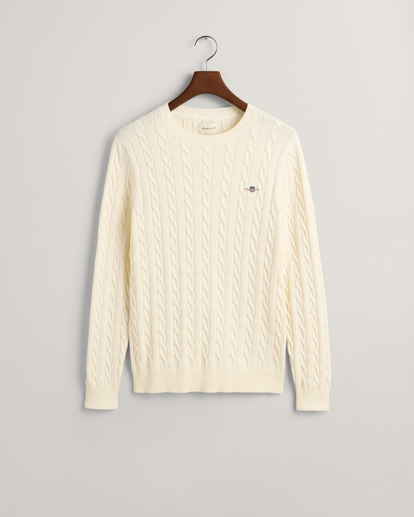 Men's Cotton Cable Knit Crew Neck Sweater - CREAM