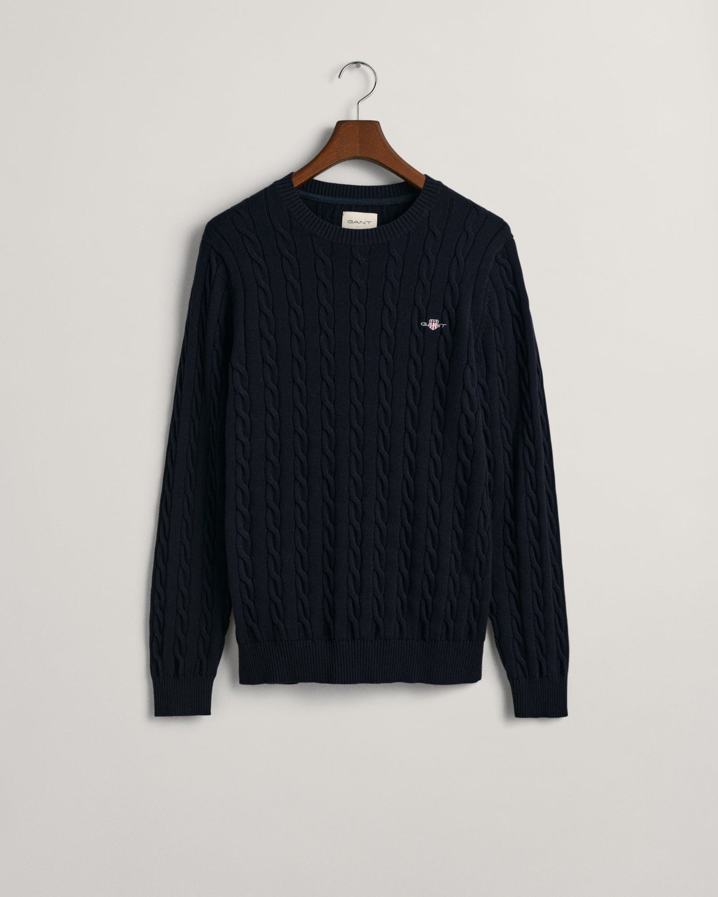 Men's Cotton Cable Knit Crew Neck Sweater - EVENING BLUE