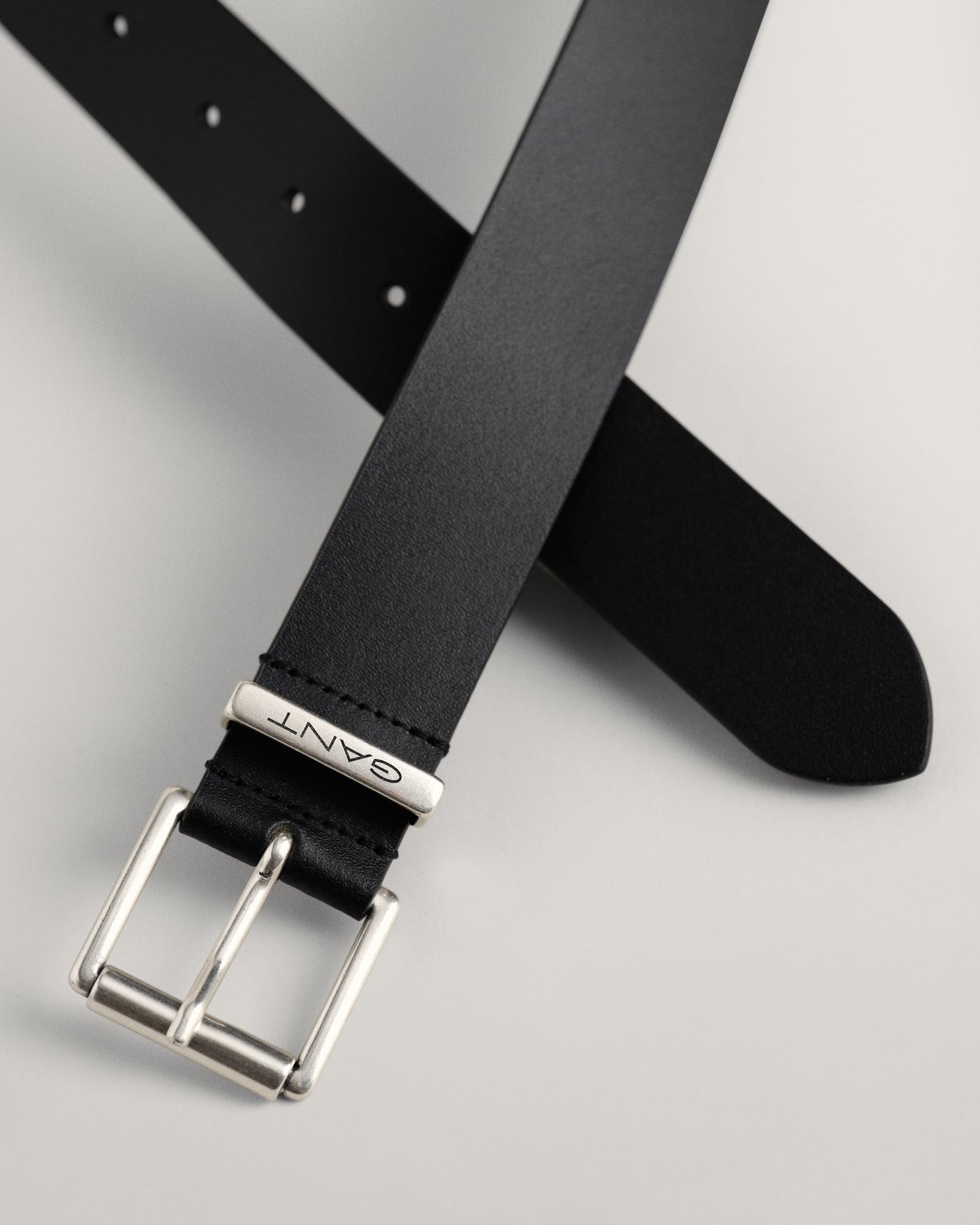 Men's Logo Leather Belt - BLACK