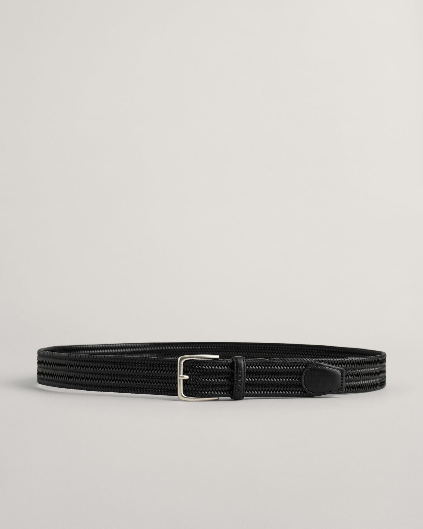 Men's Leather Elastic Braided Belt - BLACK