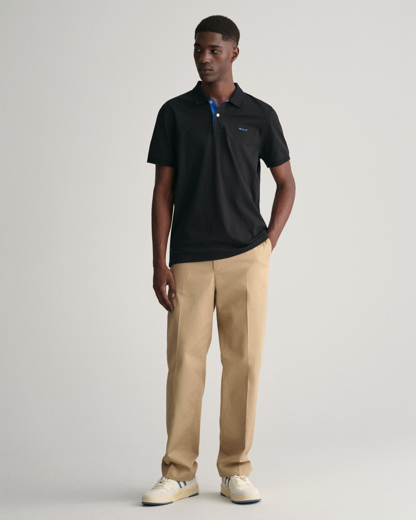 Men's Contrast Piqué Polo Shirt - BLACK