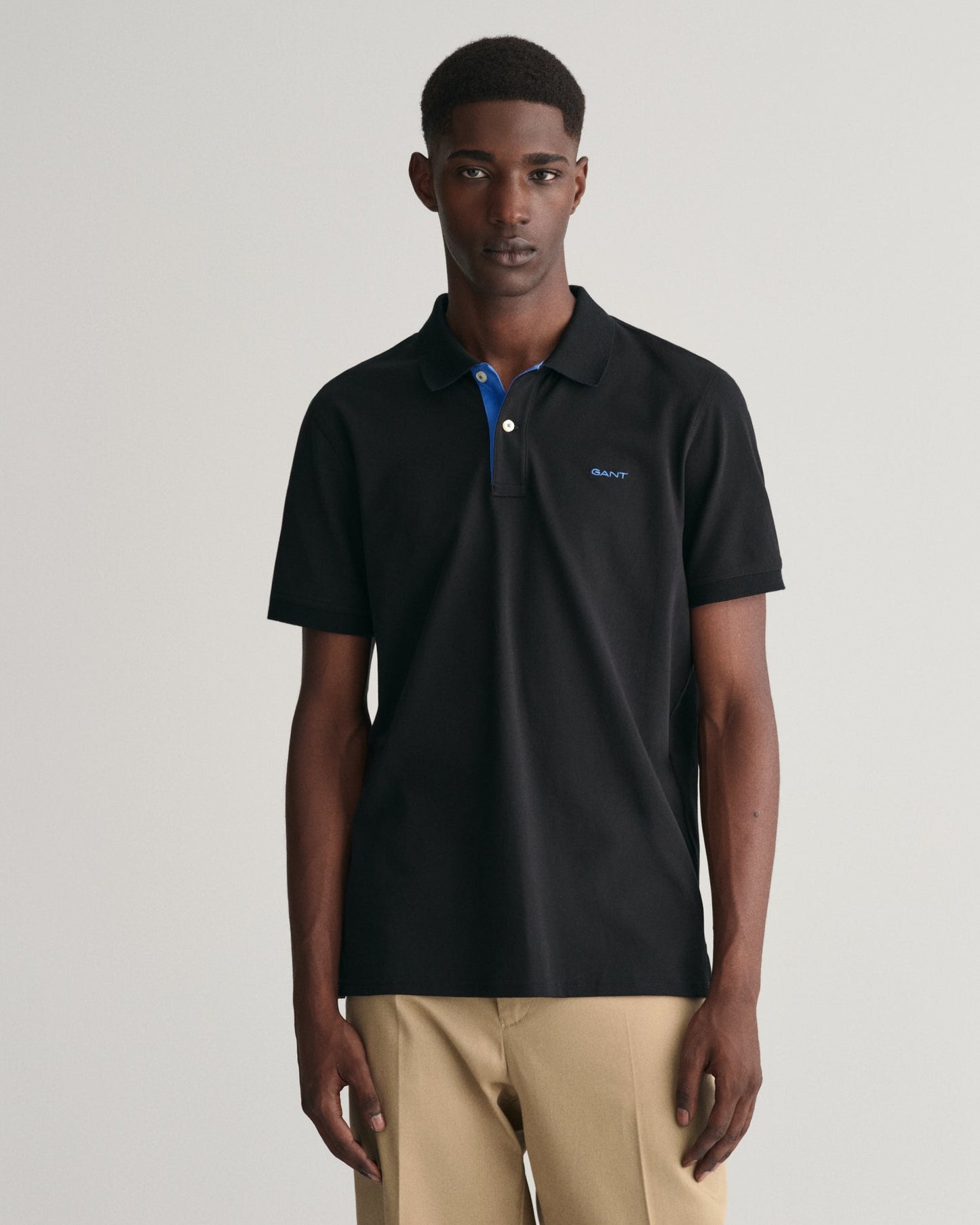 Men's Contrast Piqué Polo Shirt - BLACK