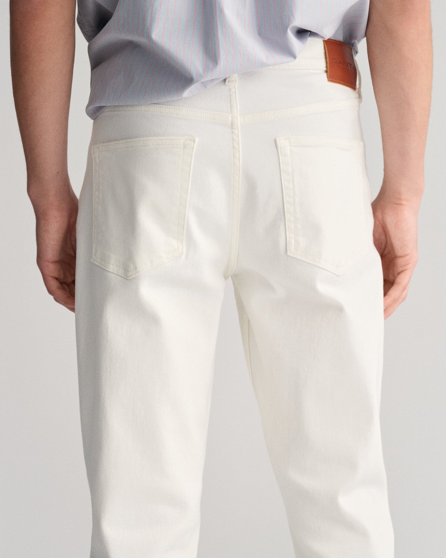 Men's Slim Fit White Jeans - EGGSHELL