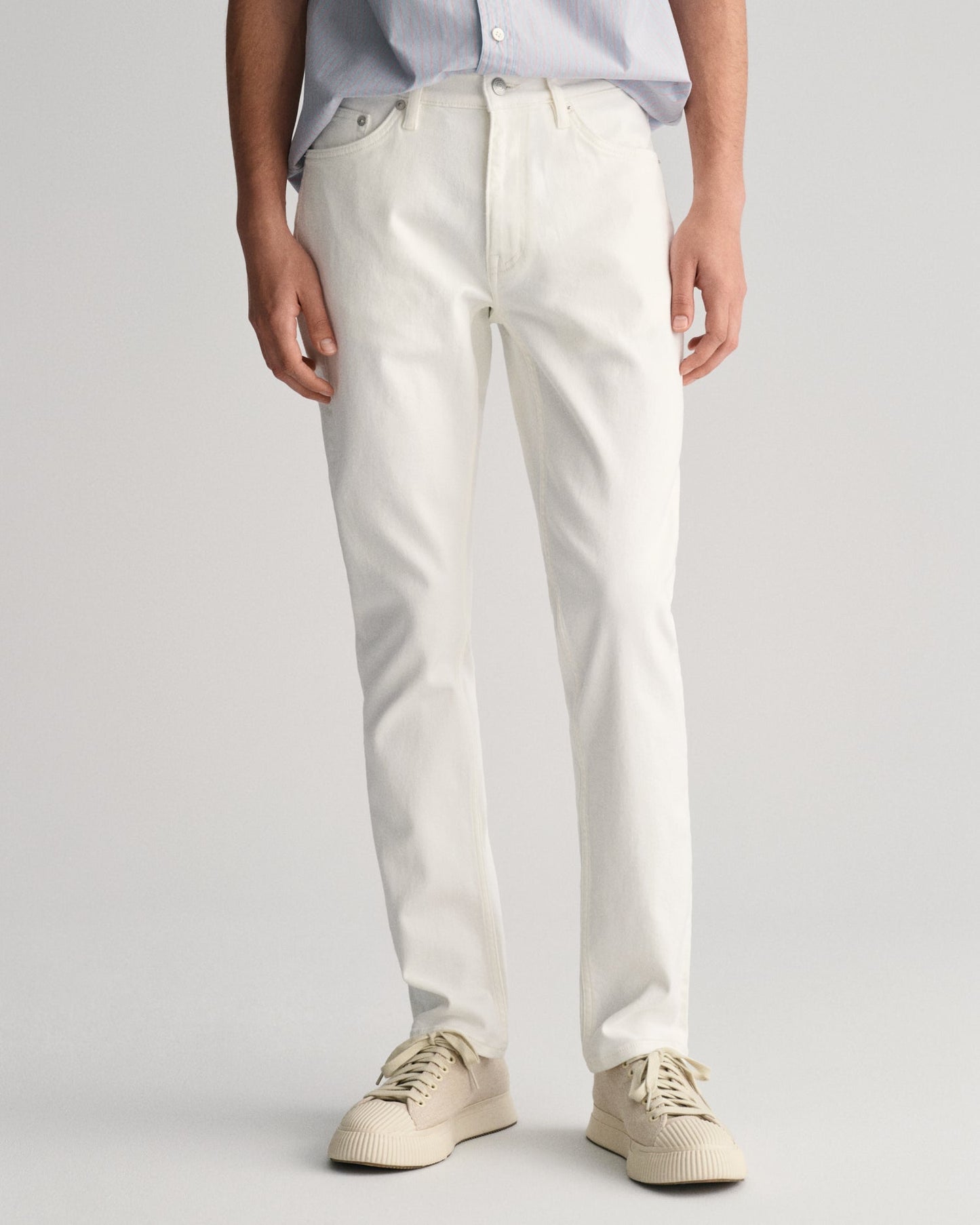 Men's Slim Fit White Jeans - EGGSHELL