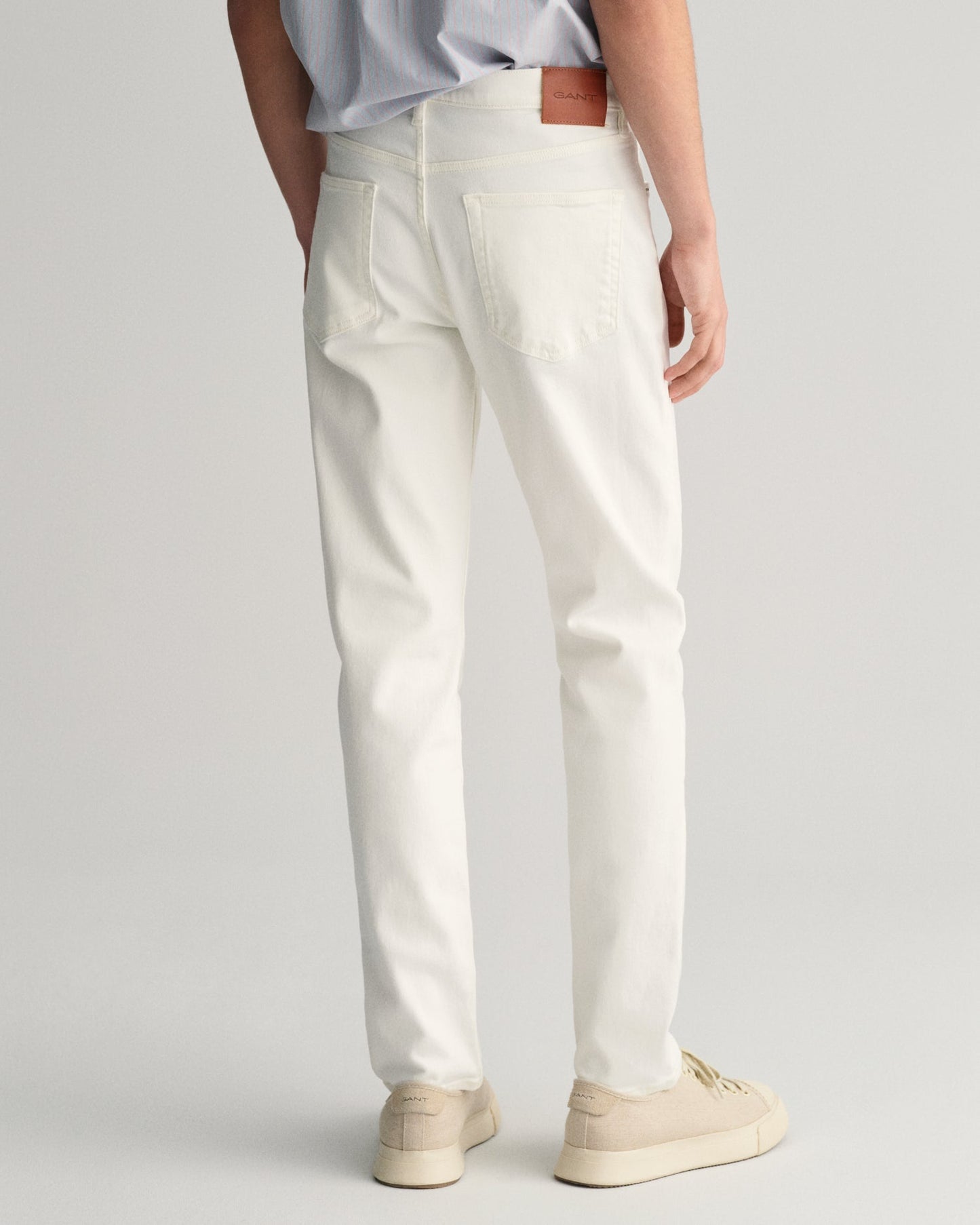 Men's Slim Fit White Jeans - EGGSHELL