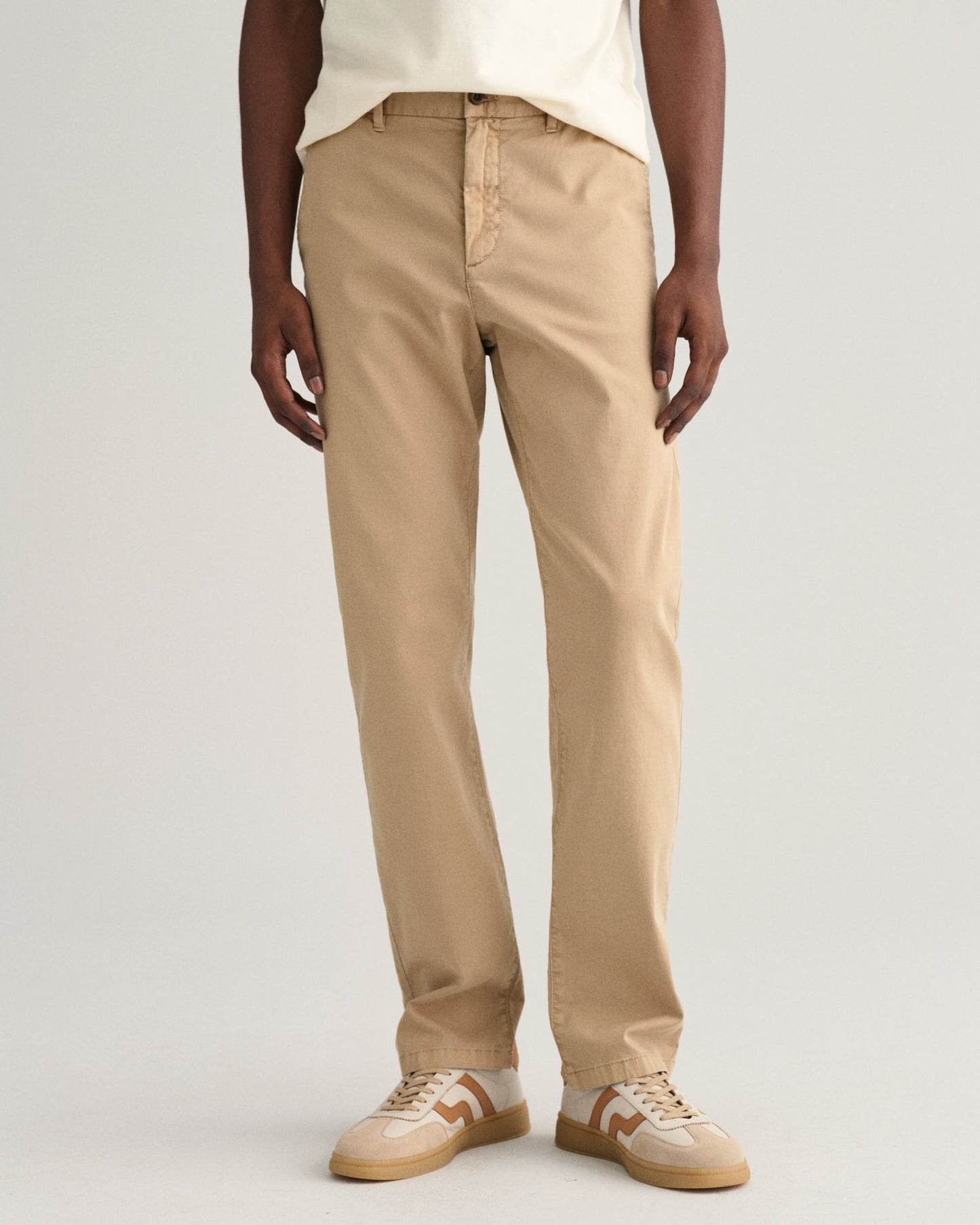 Men's Slim Fit Dobby Structured Chinos - DARK KHAKI