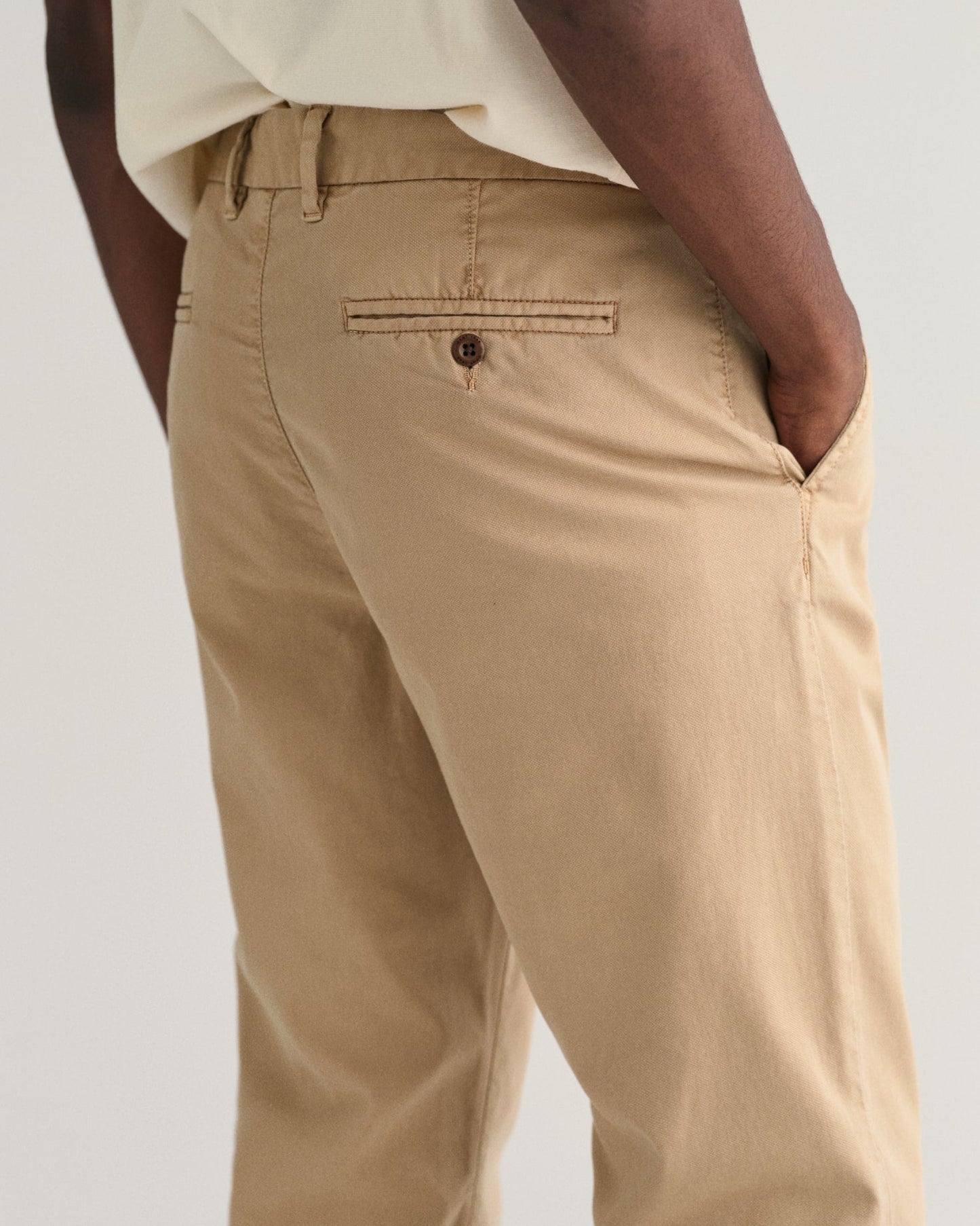 Men's Slim Fit Dobby Structured Chinos - DARK KHAKI