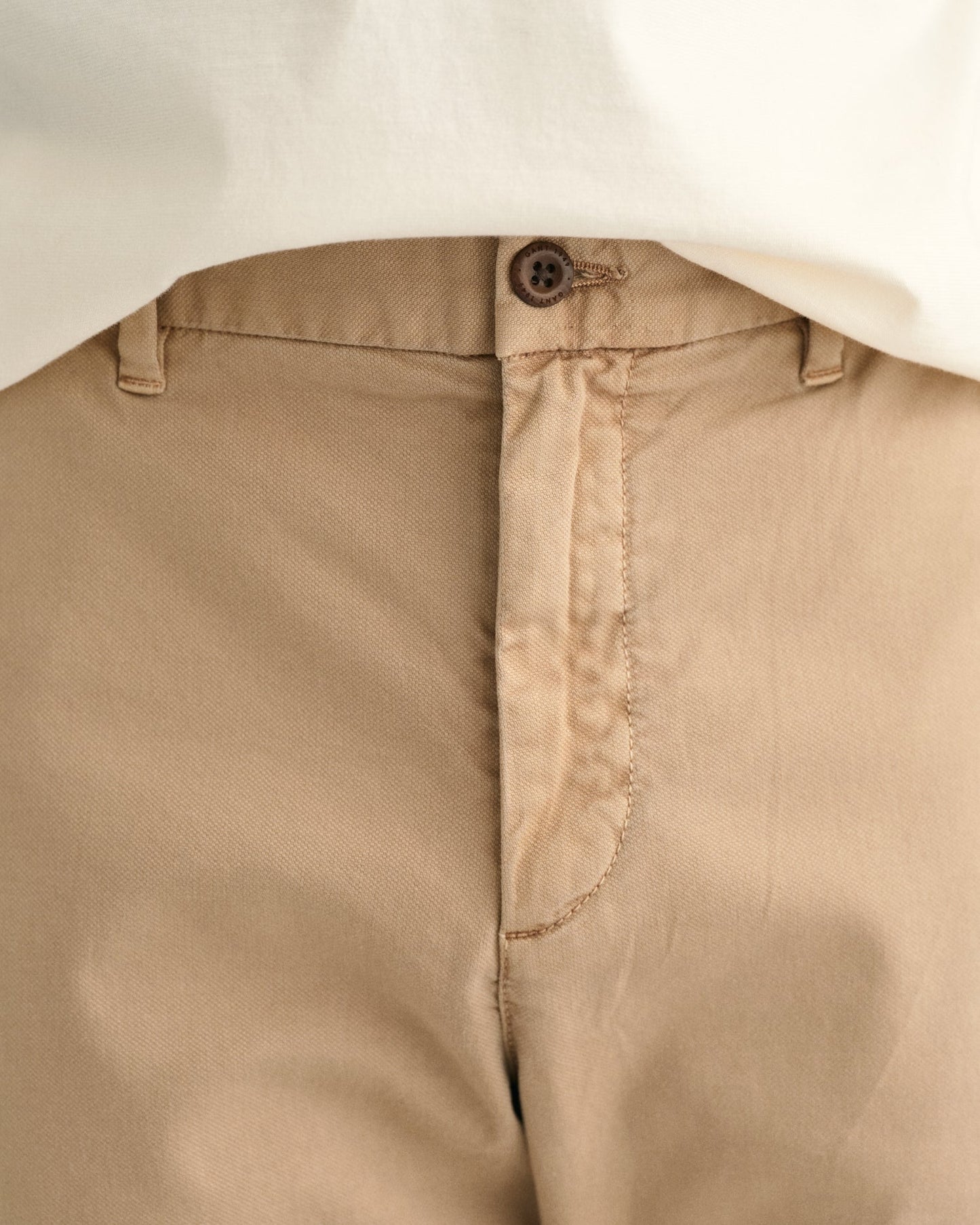 Men's Slim Fit Dobby Structured Chinos - DARK KHAKI