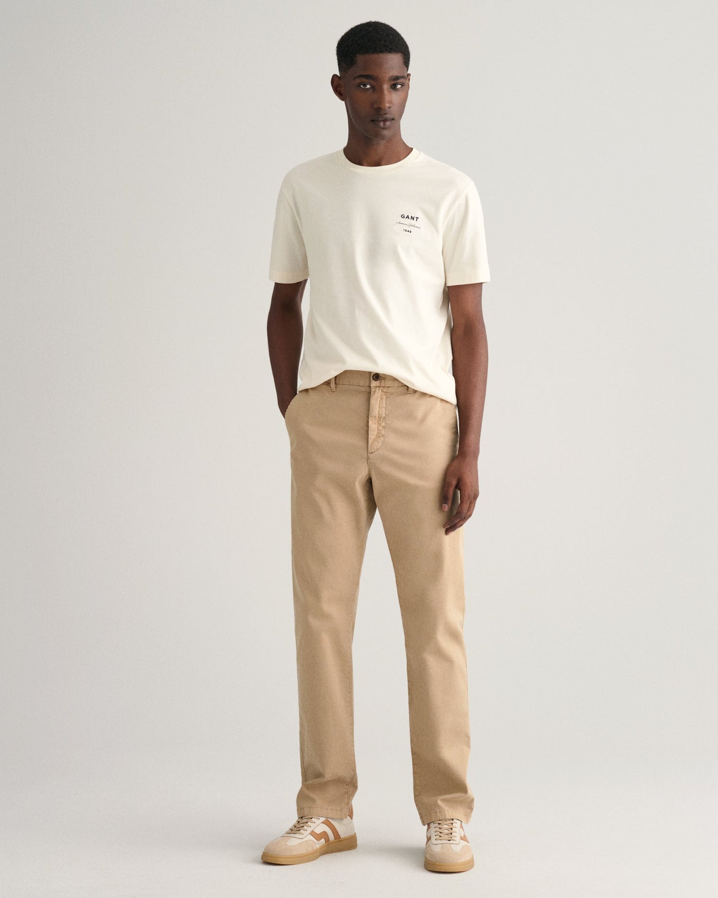 Men's Slim Fit Dobby Structured Chinos - DARK KHAKI