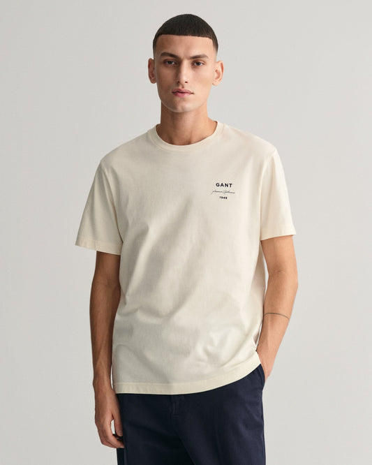 Men's Script Graphic T-Shirt - CREAM