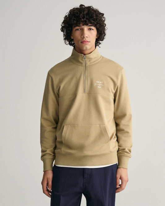 Men's Script Graphic Half-Zip Sweatshirt - DRIED KHAKI