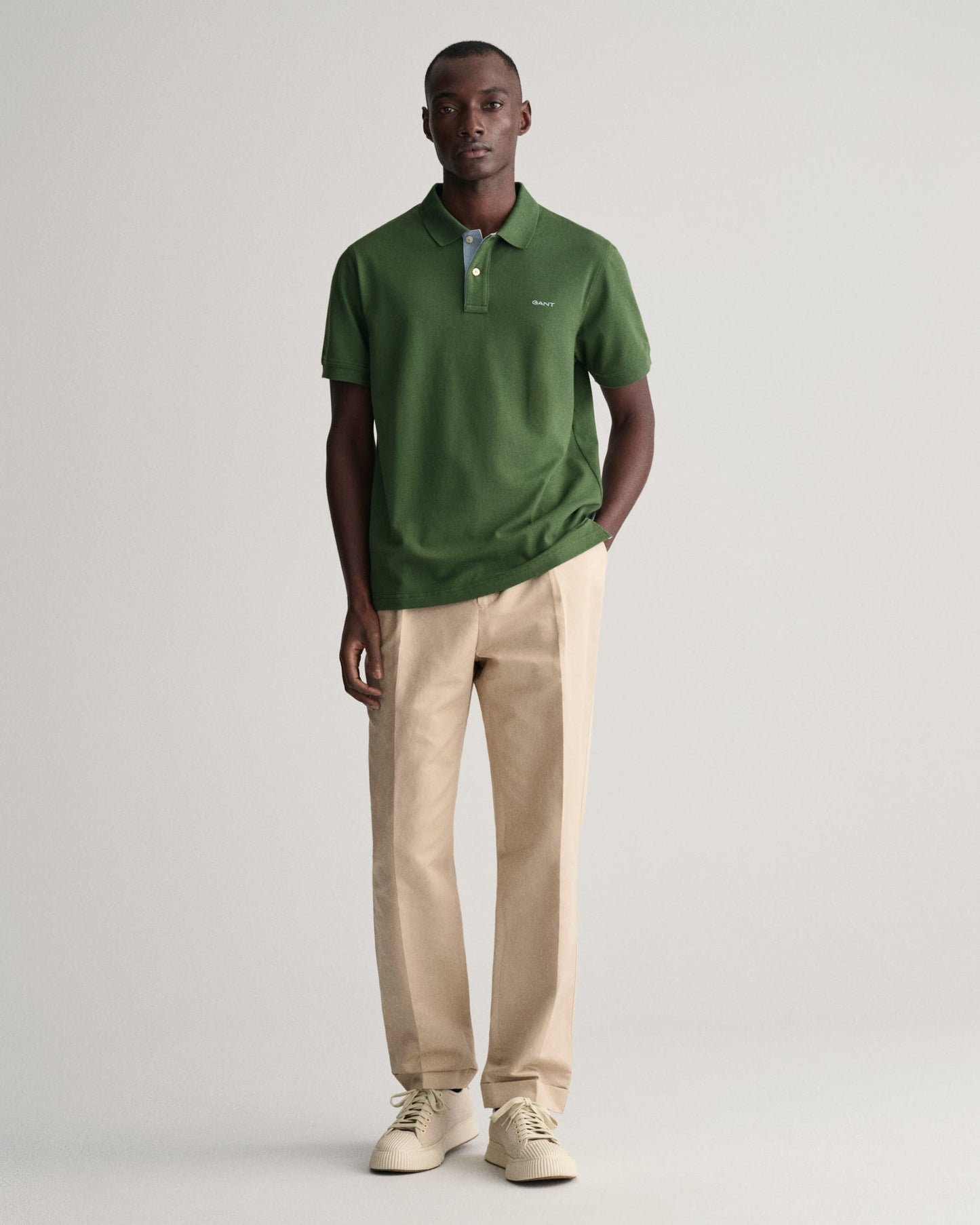 Men's Contrast Piqué Polo Shirt - PINE GREEN