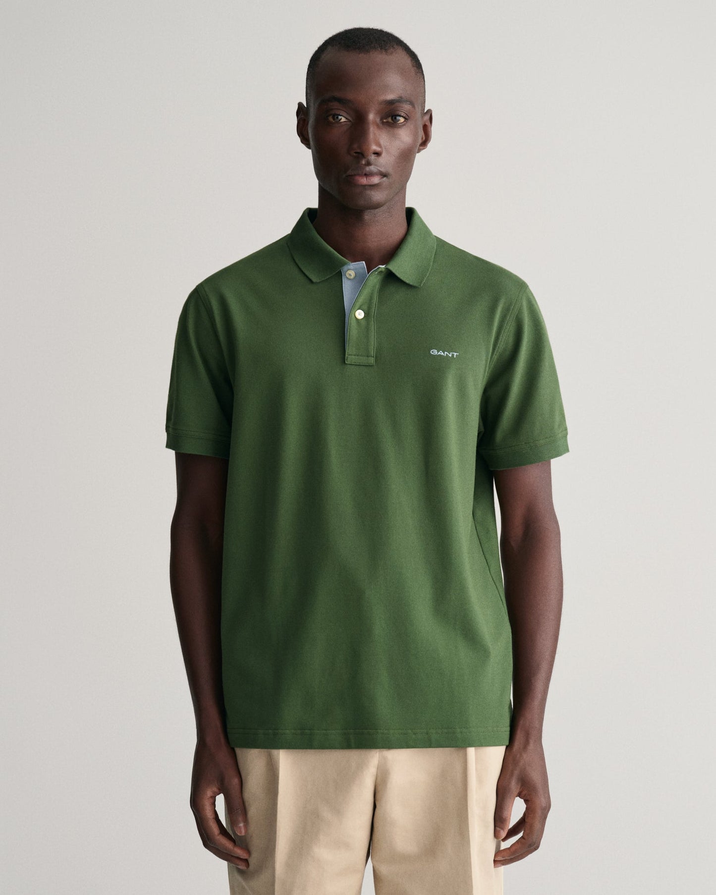 Men's Contrast Piqué Polo Shirt - PINE GREEN