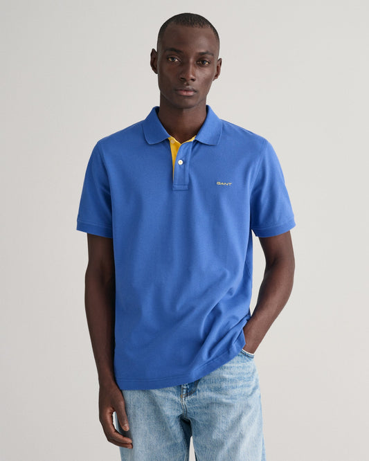 Men's Contrast Piqué Polo Shirt - RICH BLUE