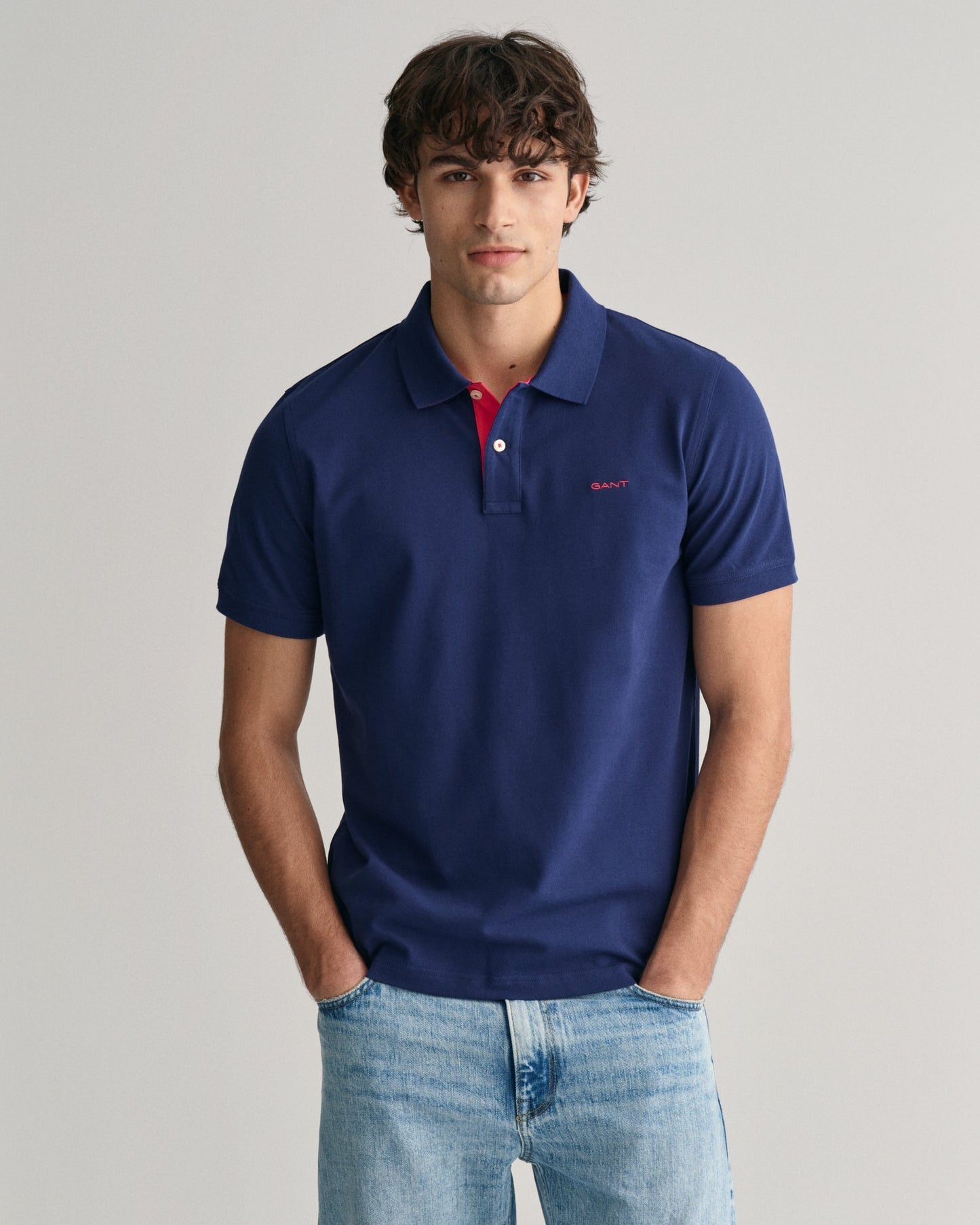 Men's Contrast Piqué Polo Shirt - PERSIAN BLUE