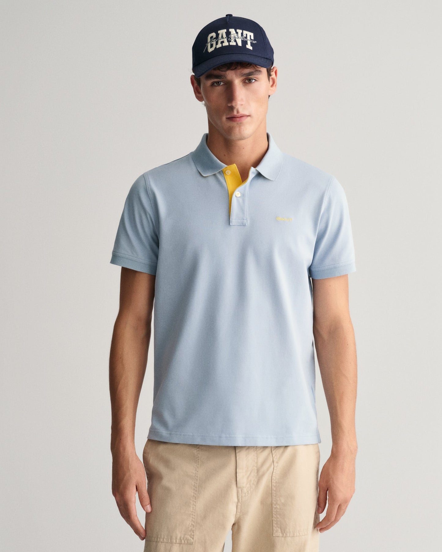 Men's Contrast Piqué Polo Shirt - DOVE BLUE