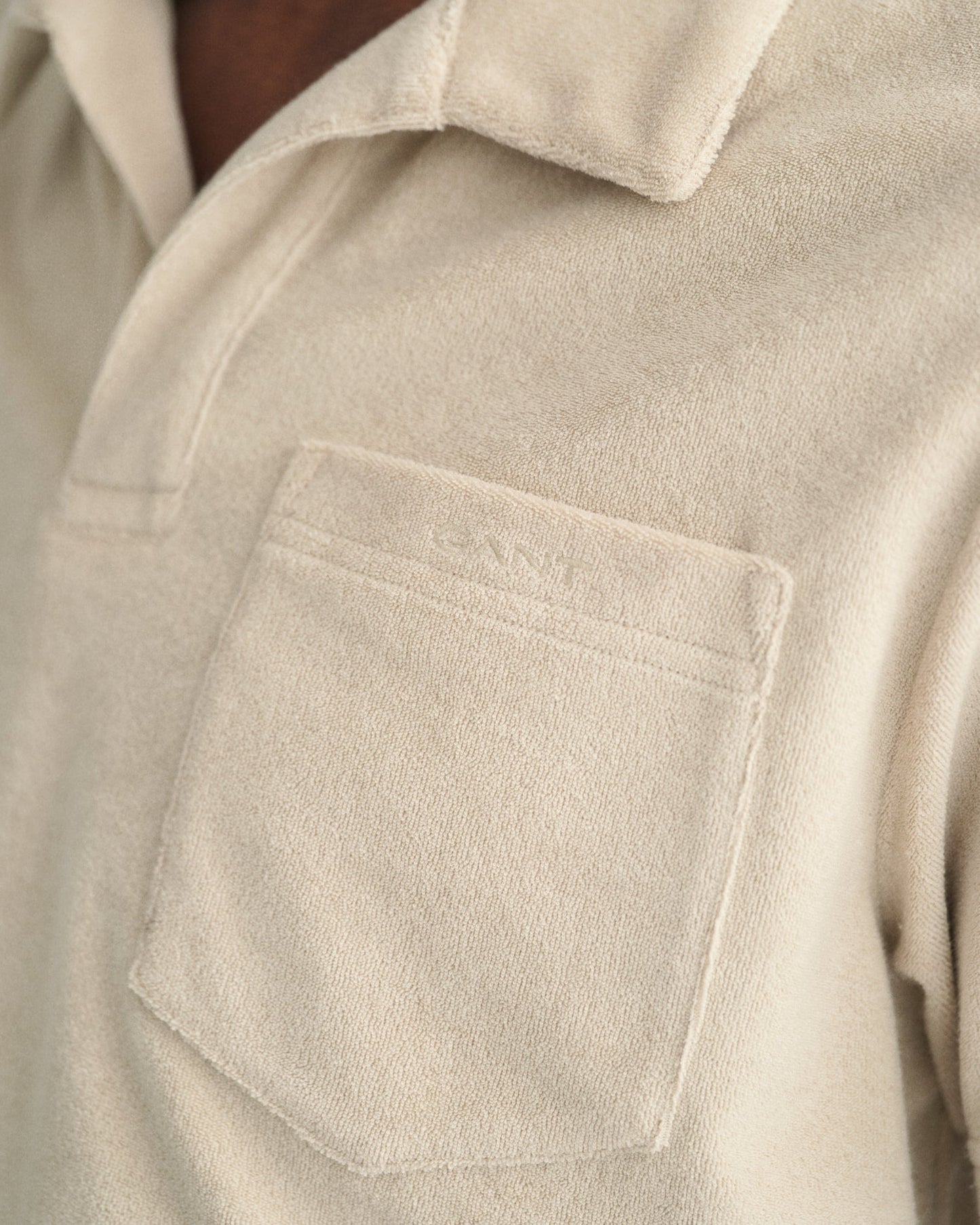 Men's Terry Cloth Piqué Polo Shirt - SILKY BEIGE