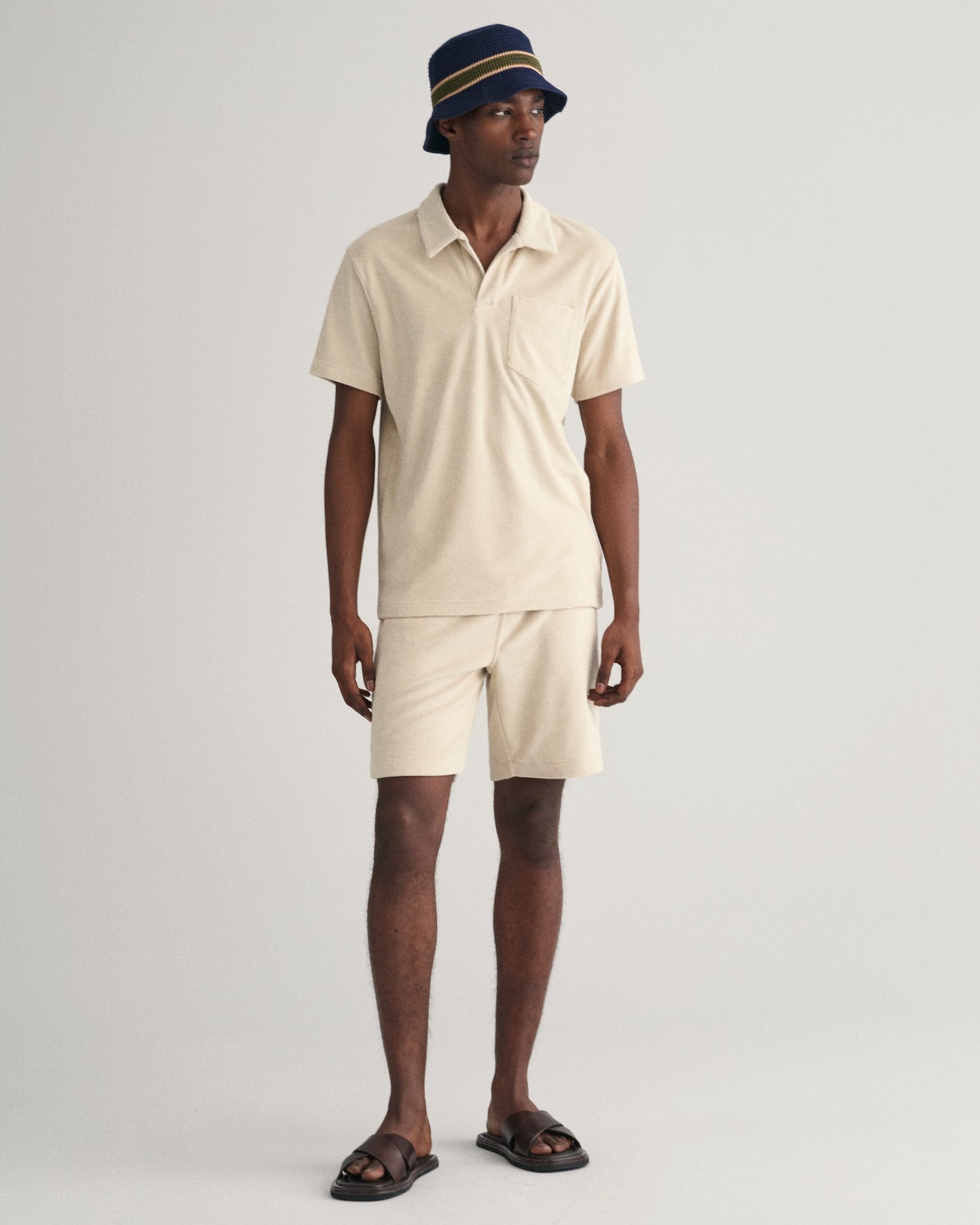 Men's Terry Cloth Piqué Polo Shirt - SILKY BEIGE