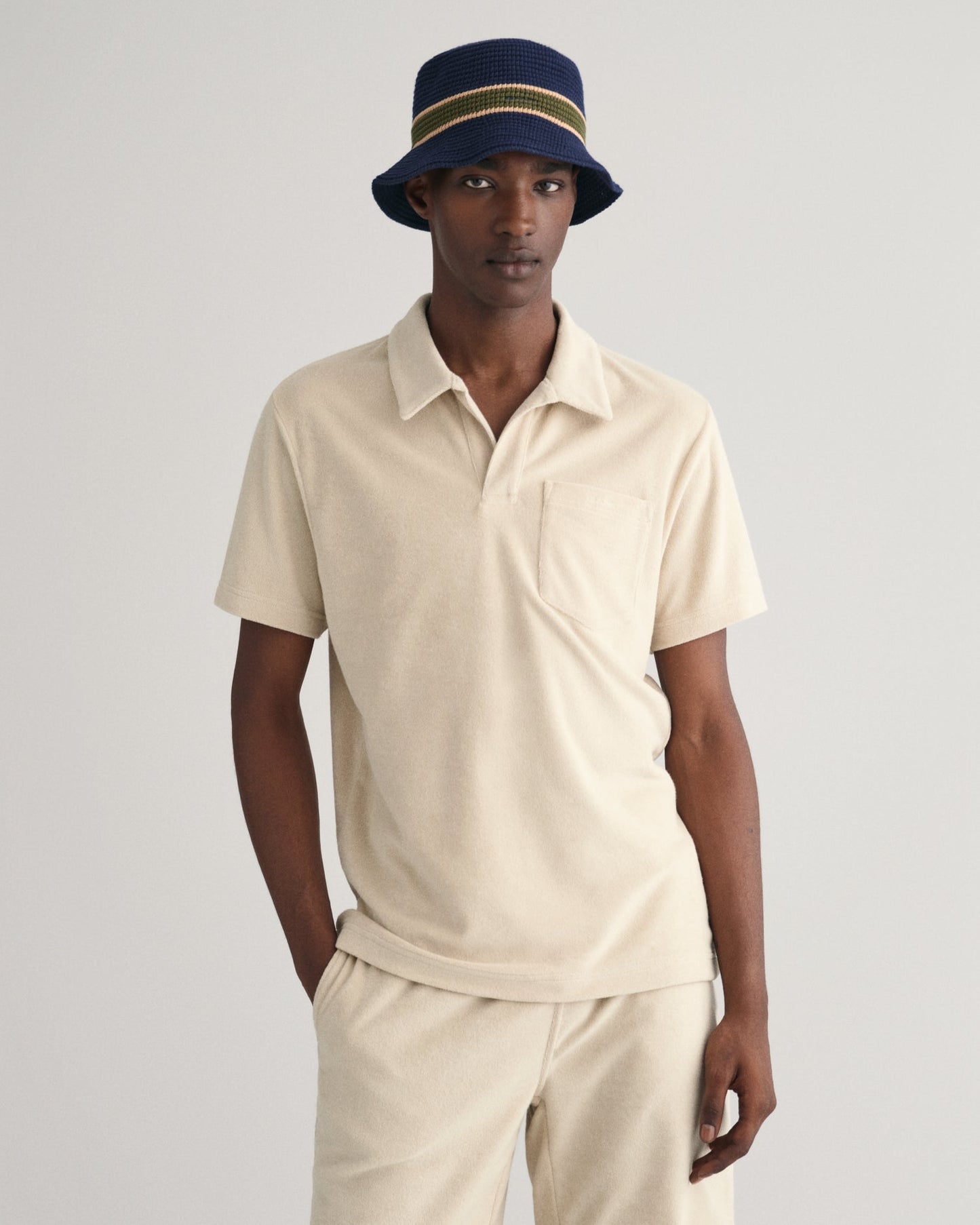 Men's Terry Cloth Piqué Polo Shirt - SILKY BEIGE