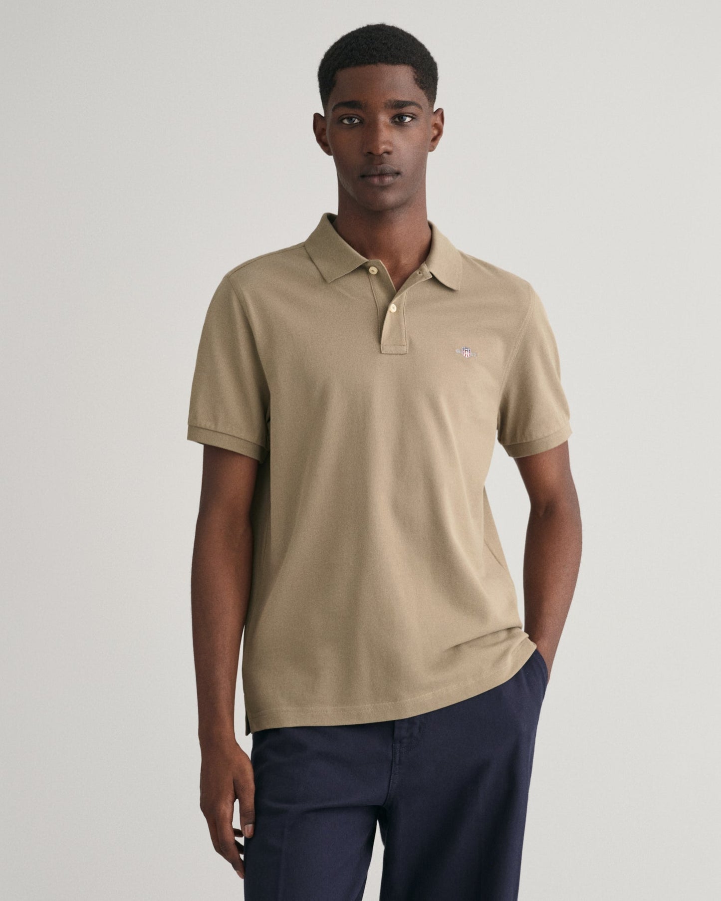 Men's Regular Fit Shield Piqué Polo Shirt - DRIED CLAY