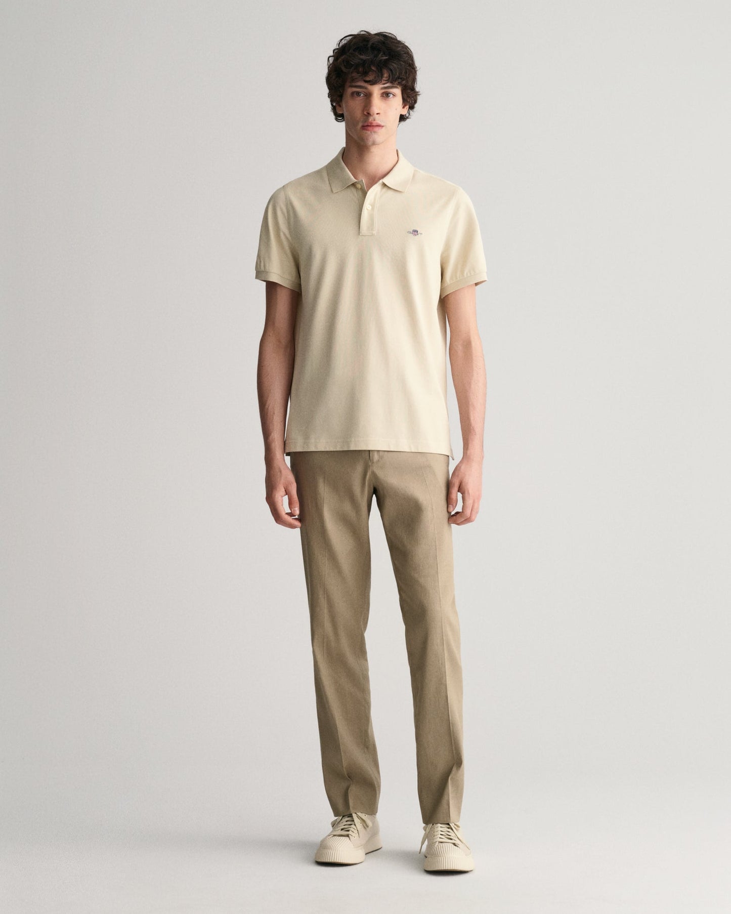 Men's Regular Fit Shield Piqué Polo Shirt - SILKY BEIGE