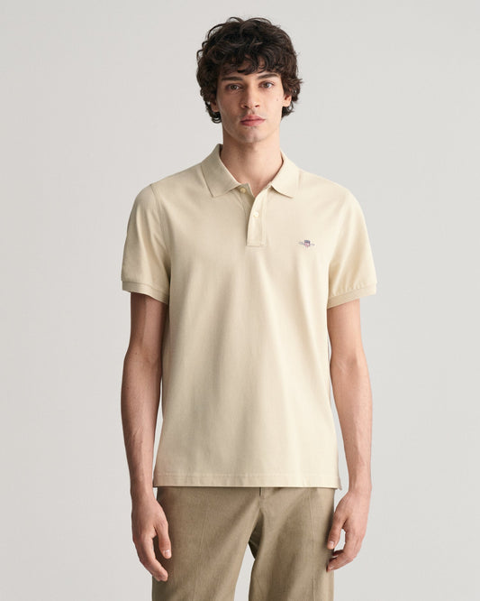 Men's Regular Fit Shield Piqué Polo Shirt - SILKY BEIGE