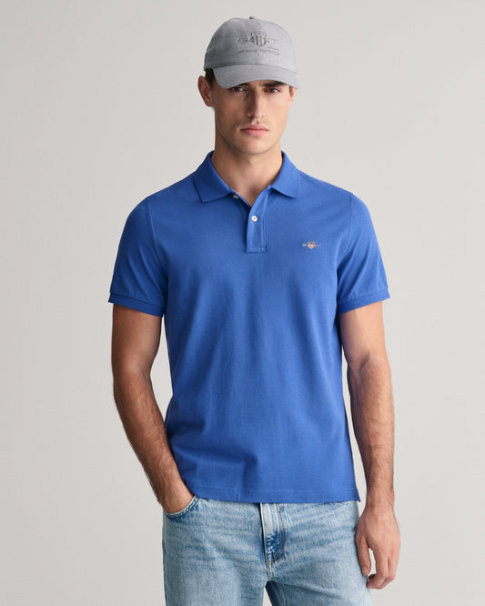 Men's Regular Fit Shield Piqué Polo Shirt - RICH BLUE