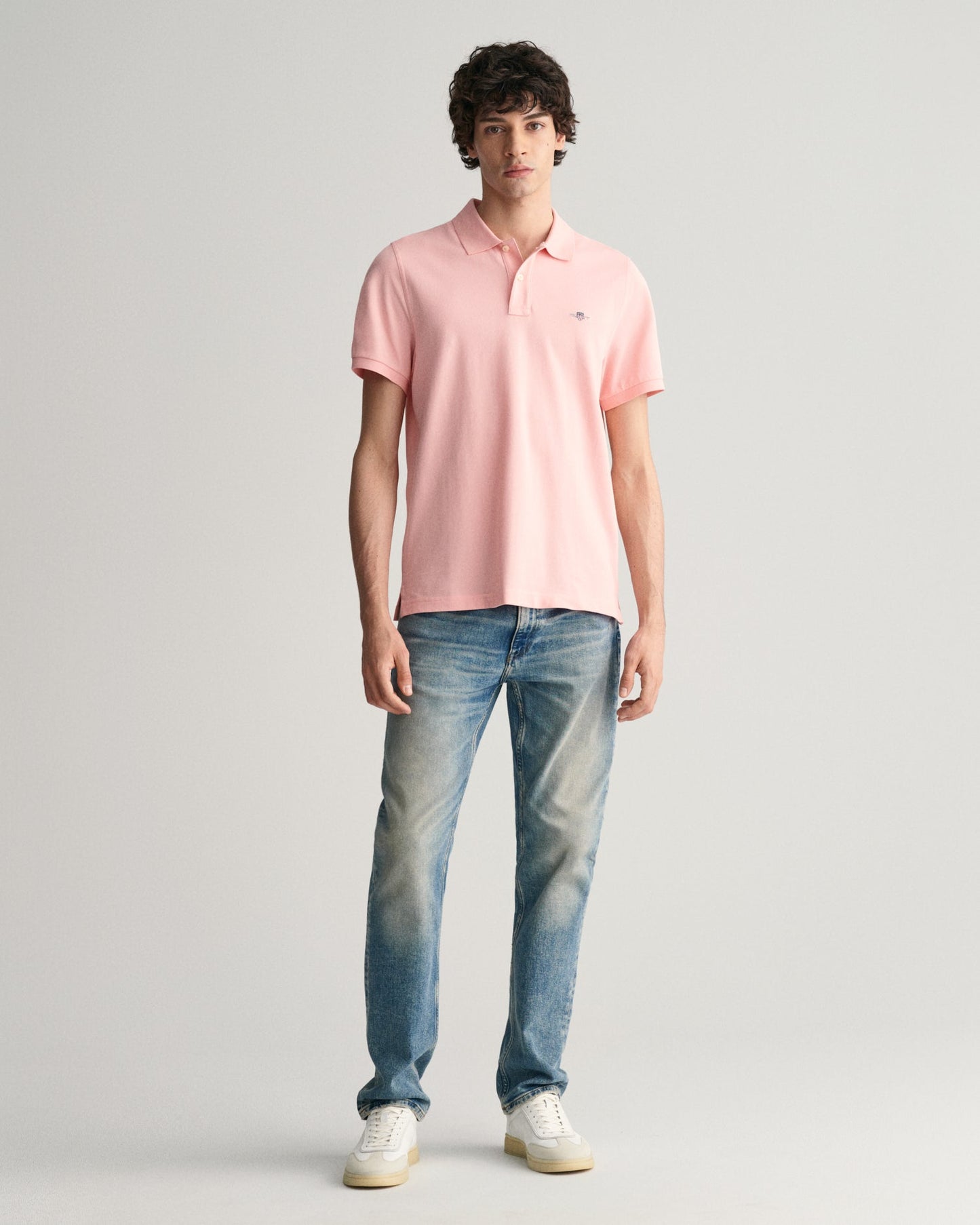 Men's Regular Fit Shield Piqué Polo Shirt - BUBBELGUM PINK