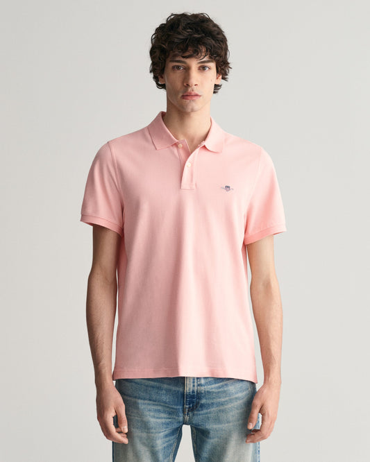 Men's Regular Fit Shield Piqué Polo Shirt - BUBBELGUM PINK