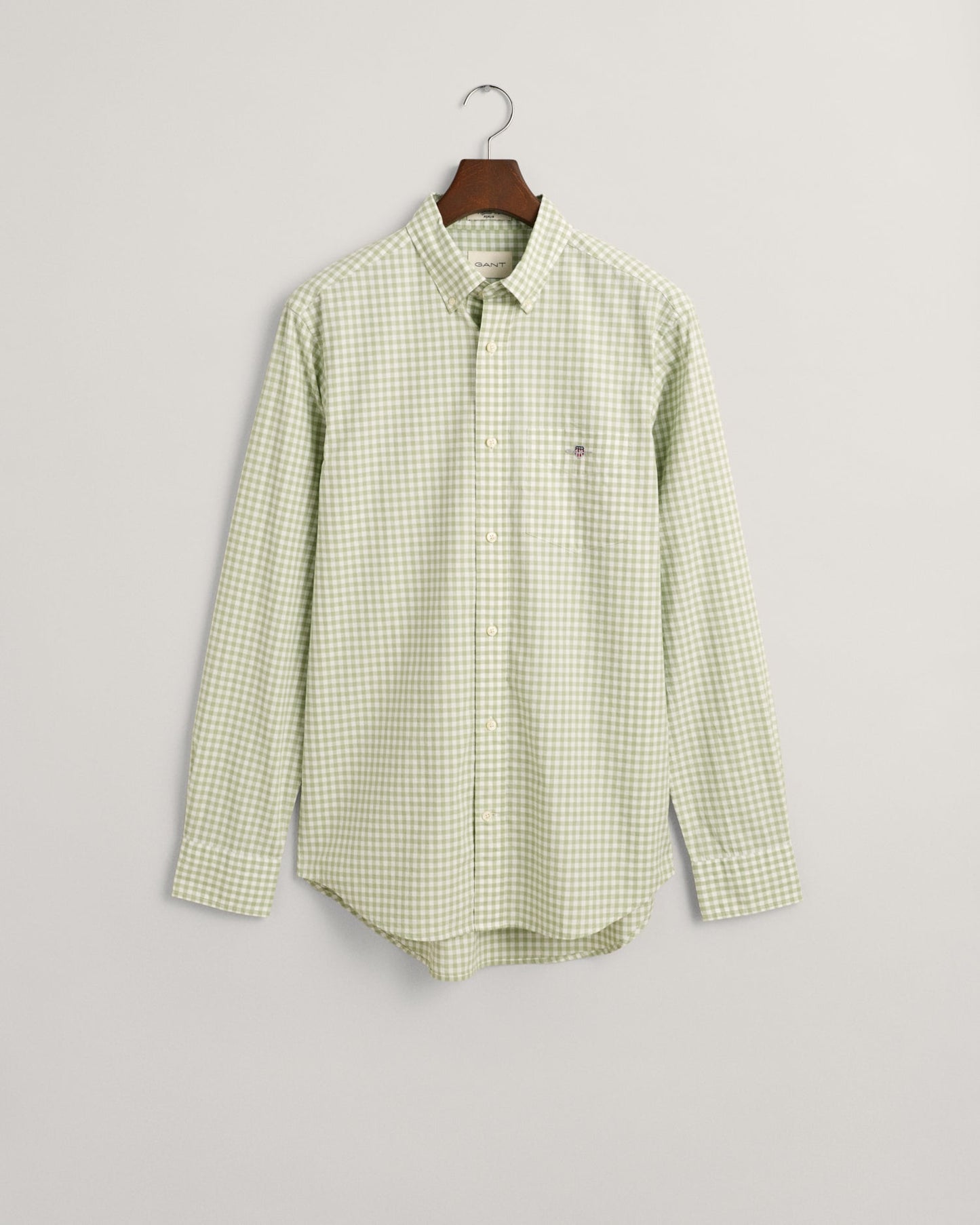 Men's Regular Fit Gingham Poplin Shirt - MILKY MATCHA