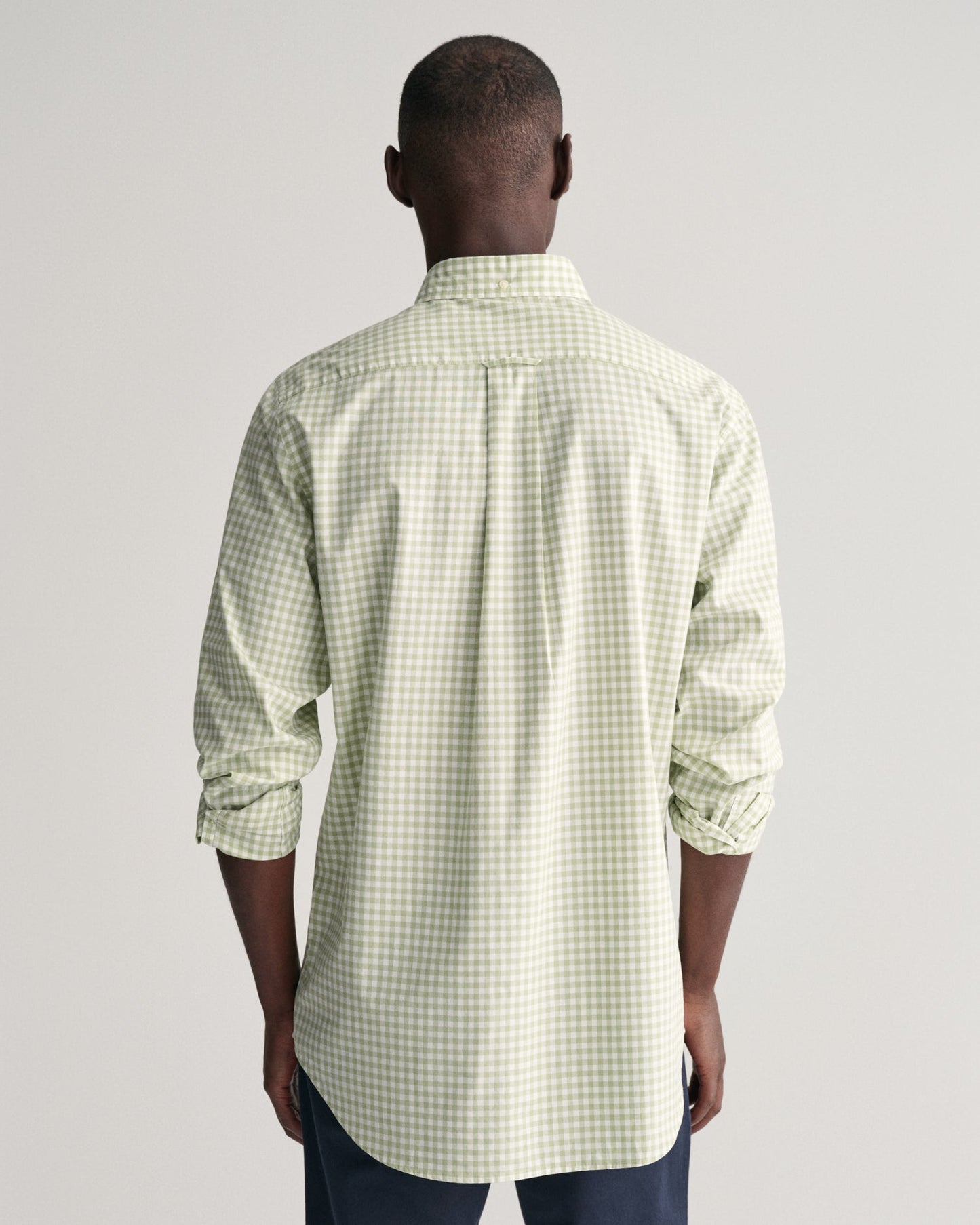 Men's Regular Fit Gingham Poplin Shirt - MILKY MATCHA