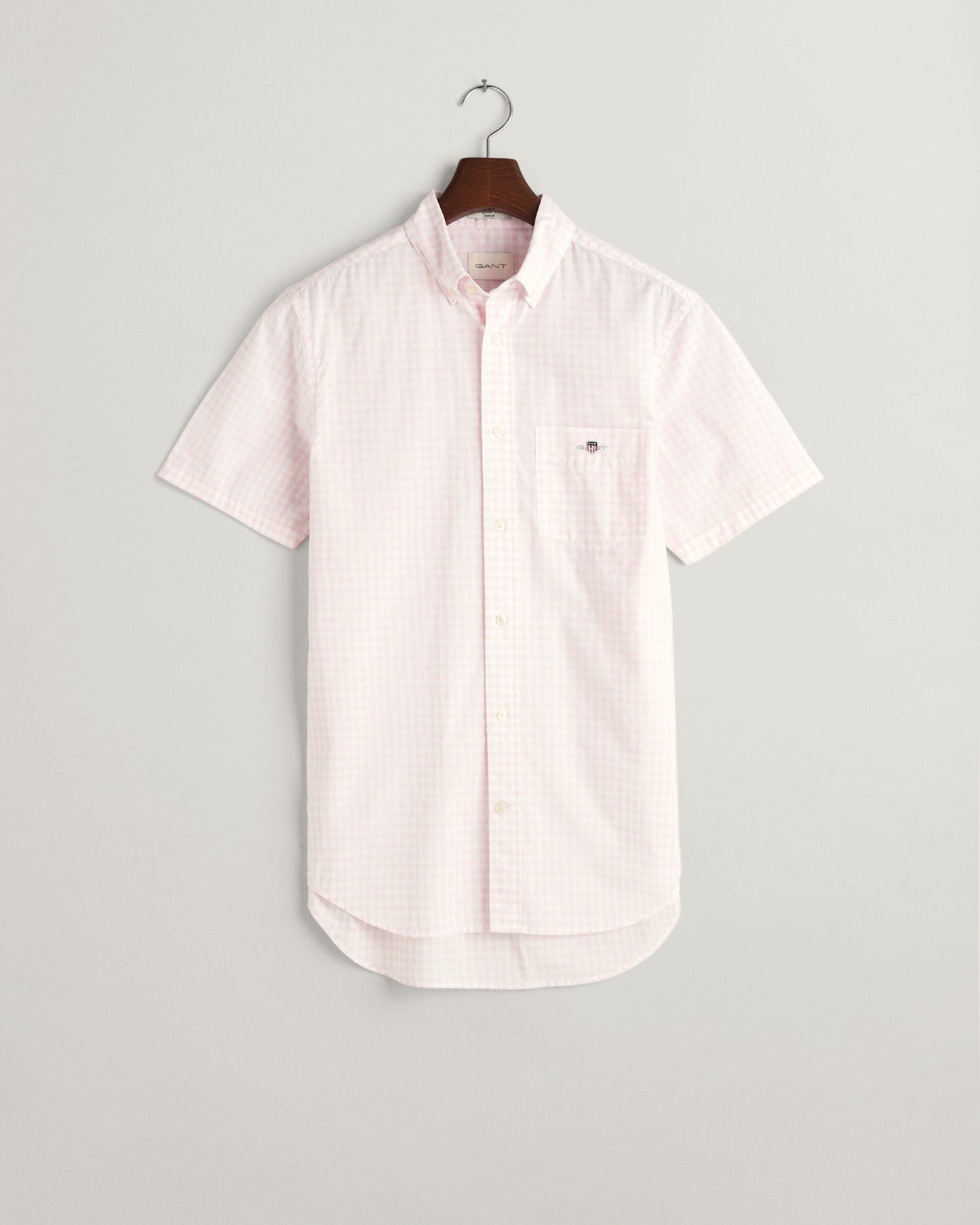 Men's Regular Fit Gingham Poplin Short Sleeve Shirt - LIGHT PINK