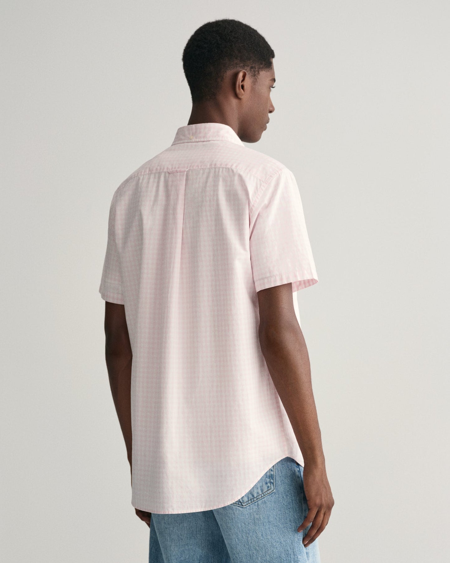 Men's Regular Fit Gingham Poplin Short Sleeve Shirt - LIGHT PINK