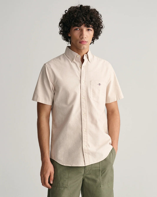 Men's Regular Fit Oxford Short Sleeve Shirt - DRY SAND