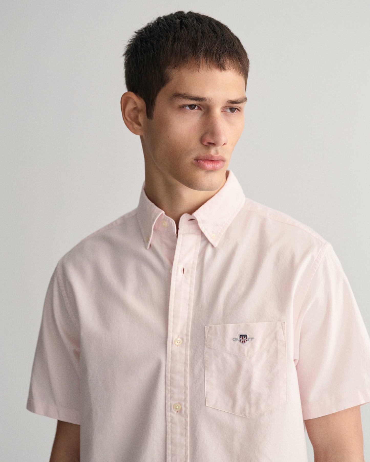 Men's Regular Fit Oxford Short Sleeve Shirt - LIGHT PINK