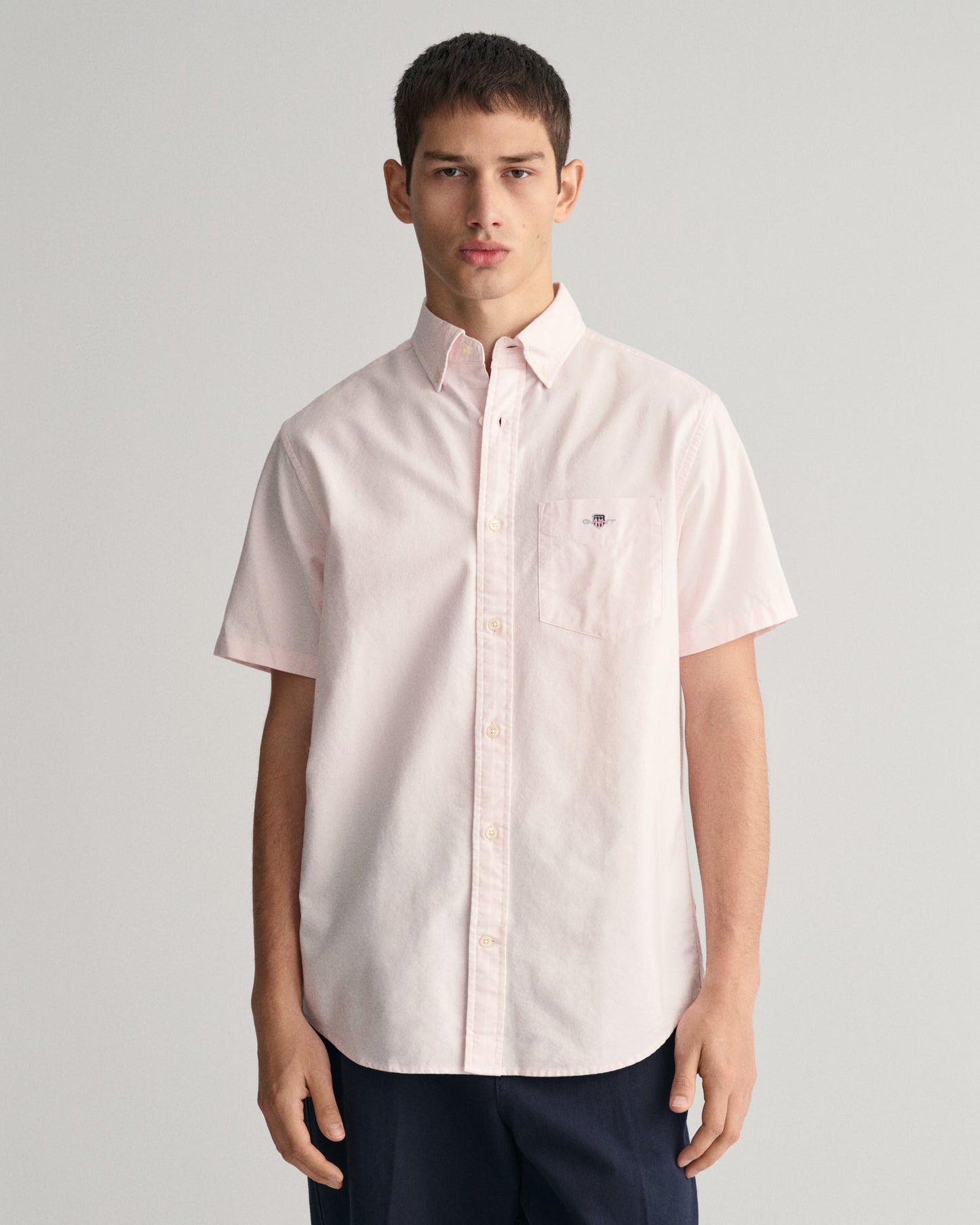 Men's Regular Fit Oxford Short Sleeve Shirt - LIGHT PINK