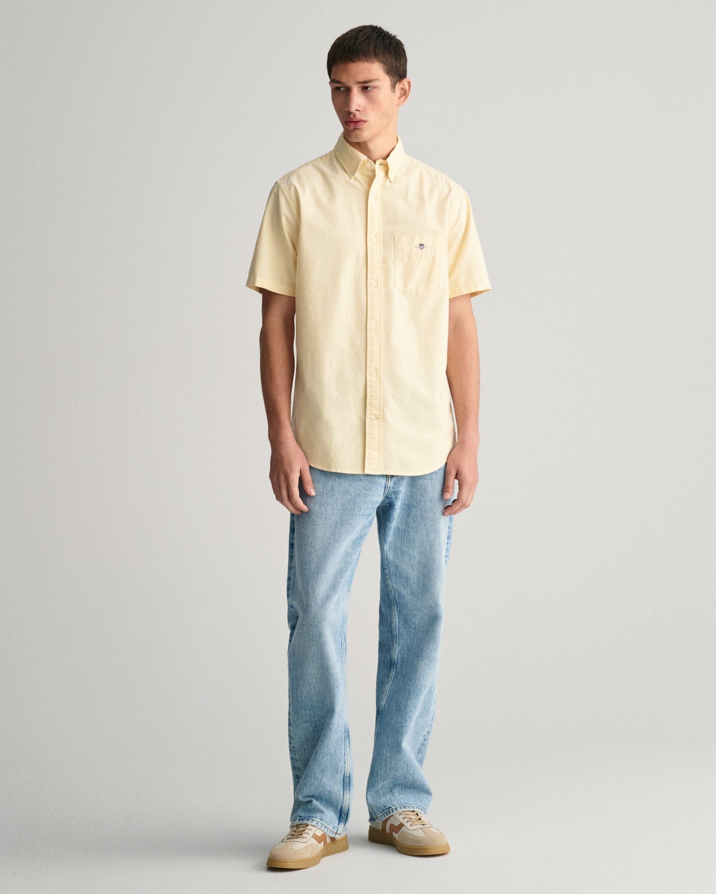 Men's Regular Fit Oxford Short Sleeve Shirt - DUSTY YELLOW