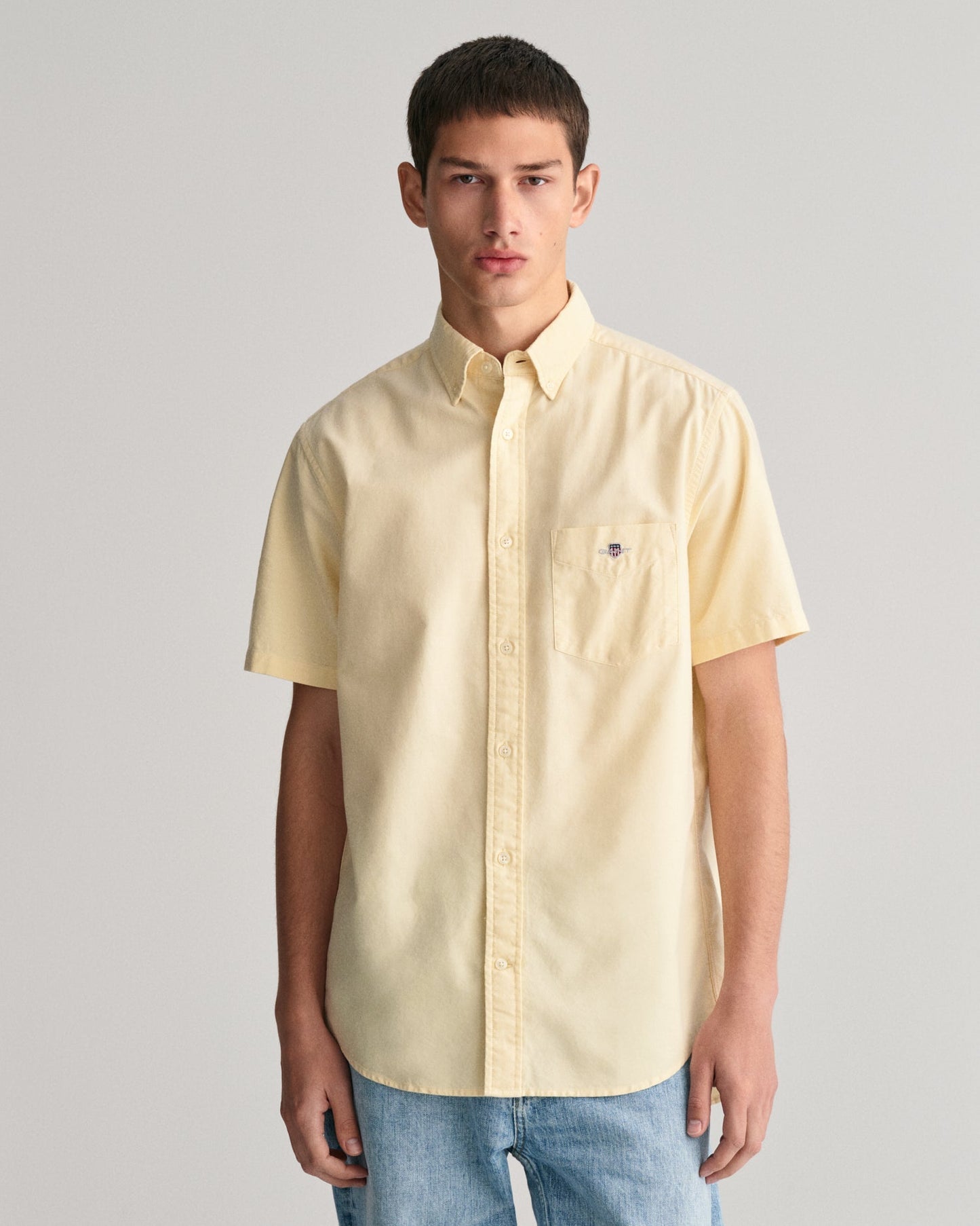 Men's Regular Fit Oxford Short Sleeve Shirt - DUSTY YELLOW