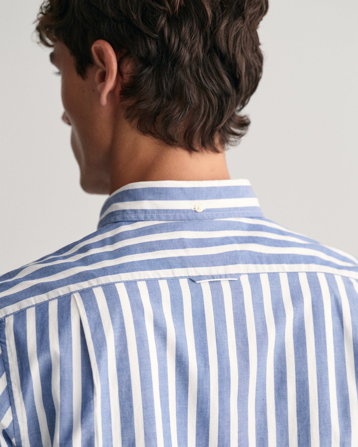 Men's Regular Fit Wide Striped Poplin Shirt - COLLEGE BLUE