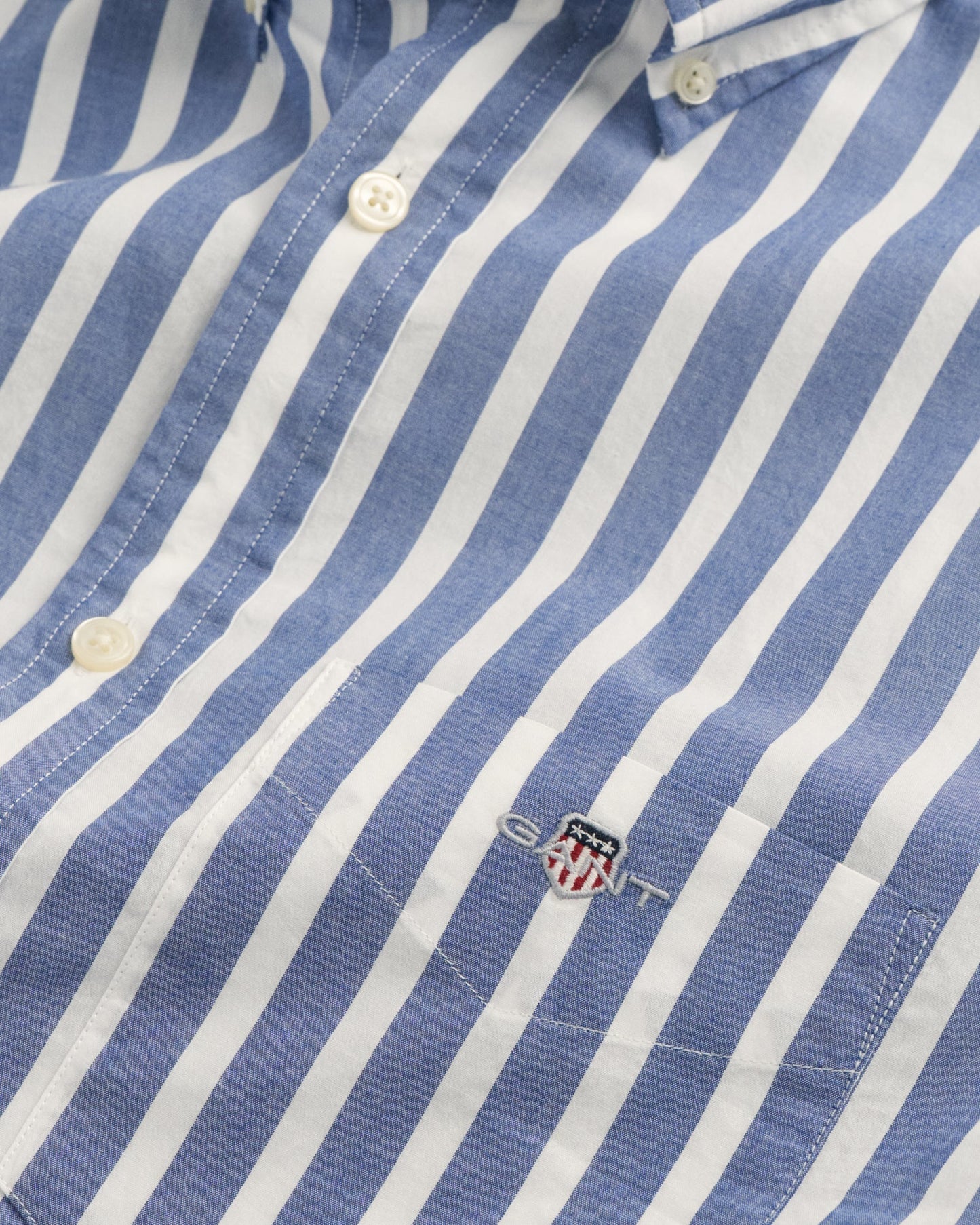 Men's Regular Fit Wide Striped Poplin Shirt - COLLEGE BLUE