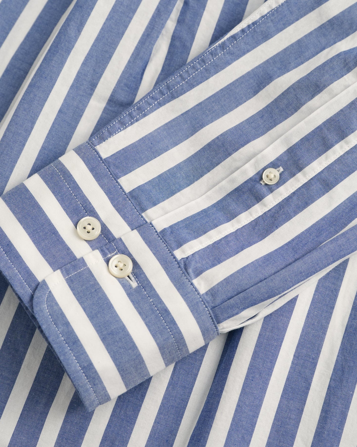 Men's Regular Fit Wide Striped Poplin Shirt - COLLEGE BLUE