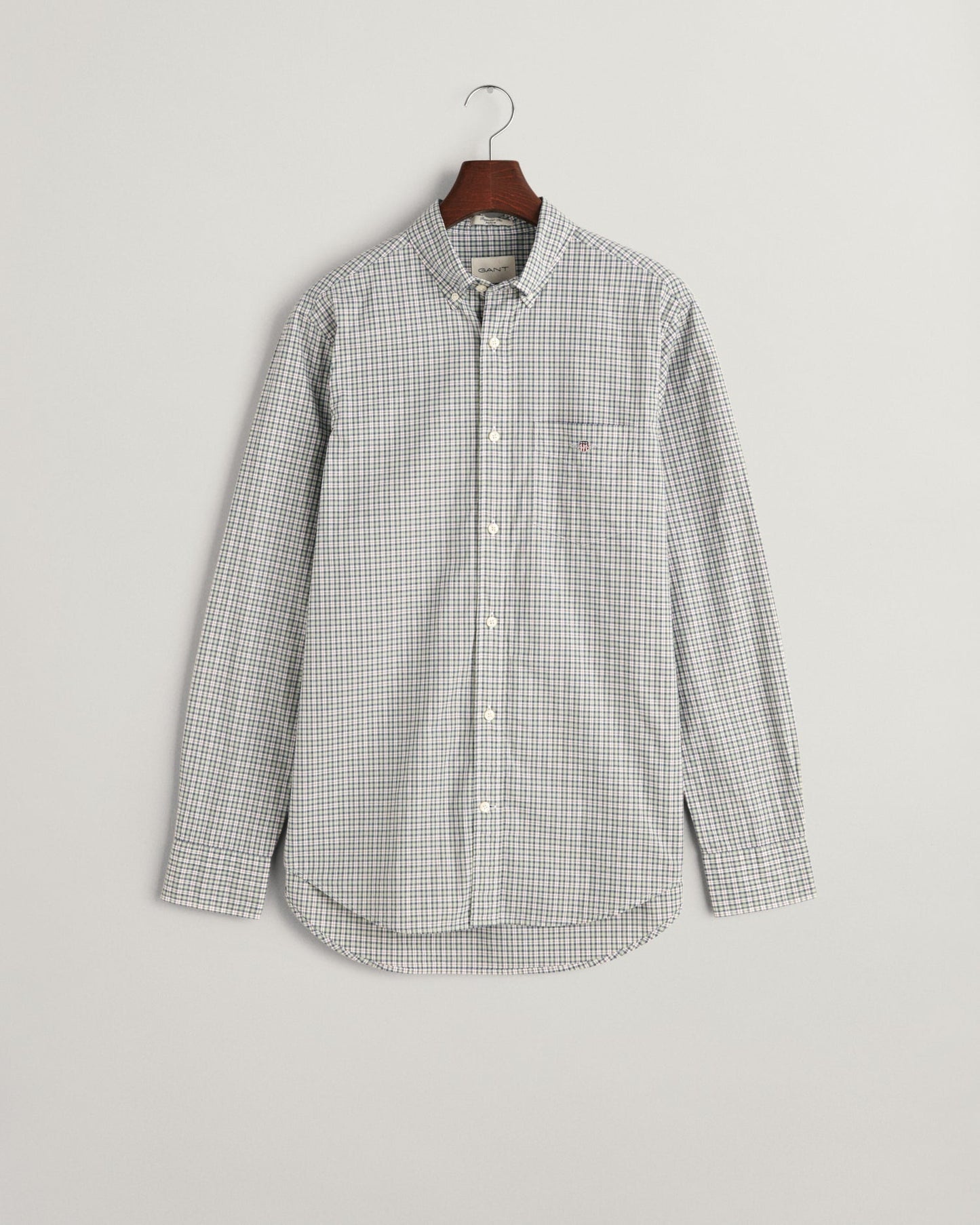 Men's Regular Fit Micro Checked Poplin Shirt - MILKY MATCHA