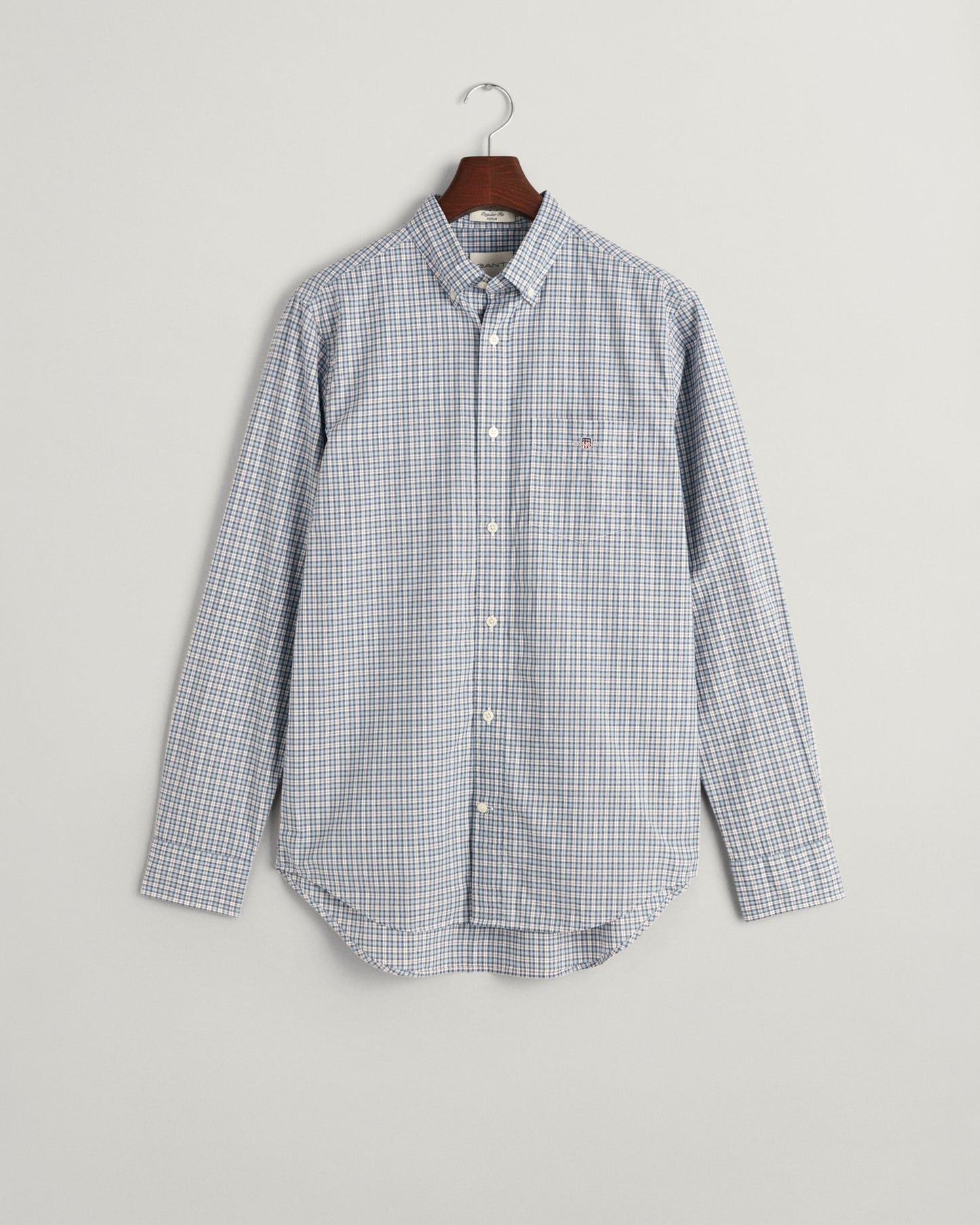 Men's Regular Fit Micro Checked Poplin Shirt - DOVE BLUE