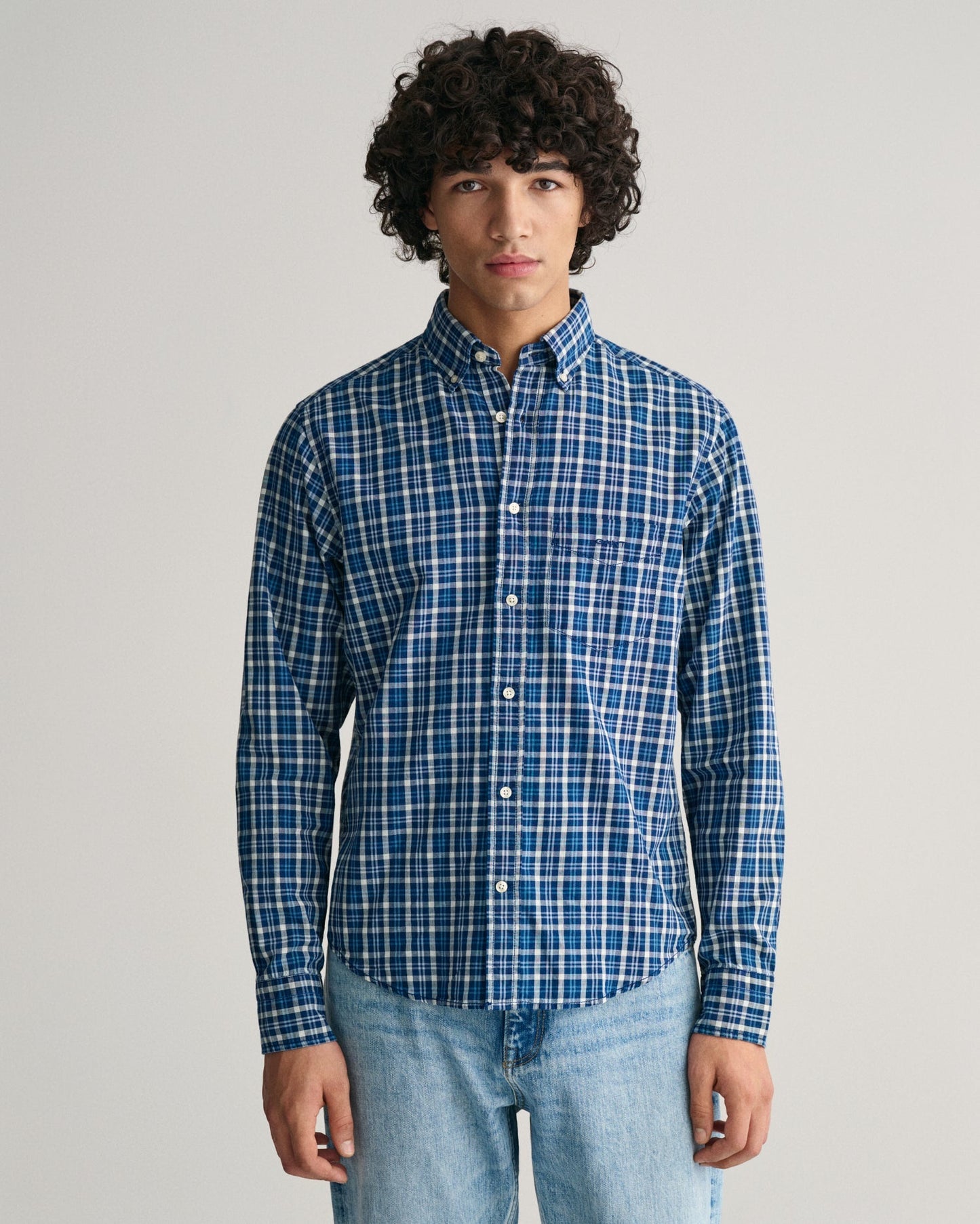 Men's Regular Fit Indigo Madras Shirt - DARK INDIGO